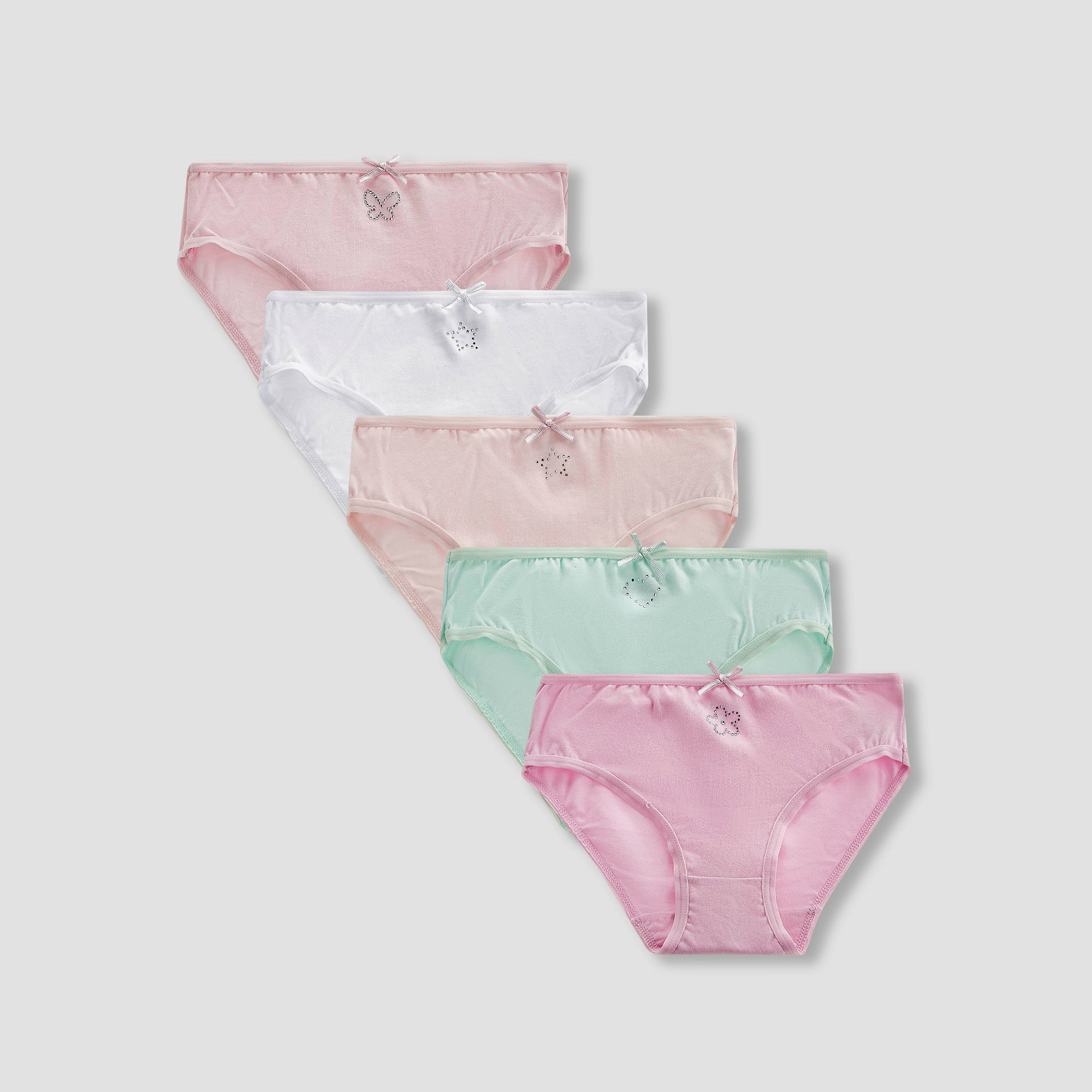 Pack of 5 Juniors Cotton Briefs with Embellished Design-baby-girls-clothing-innerwear-image-1