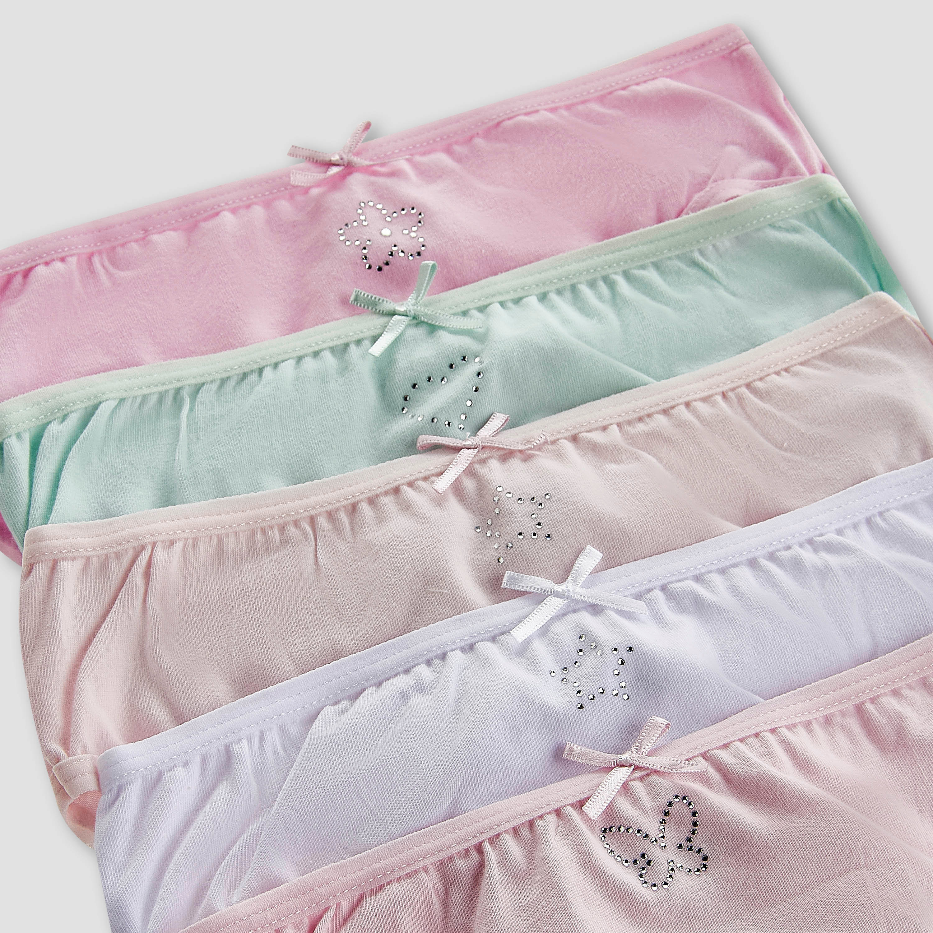 Pack of 5 Juniors Cotton Briefs with Embellished Design-baby-girls-clothing-innerwear-image-7