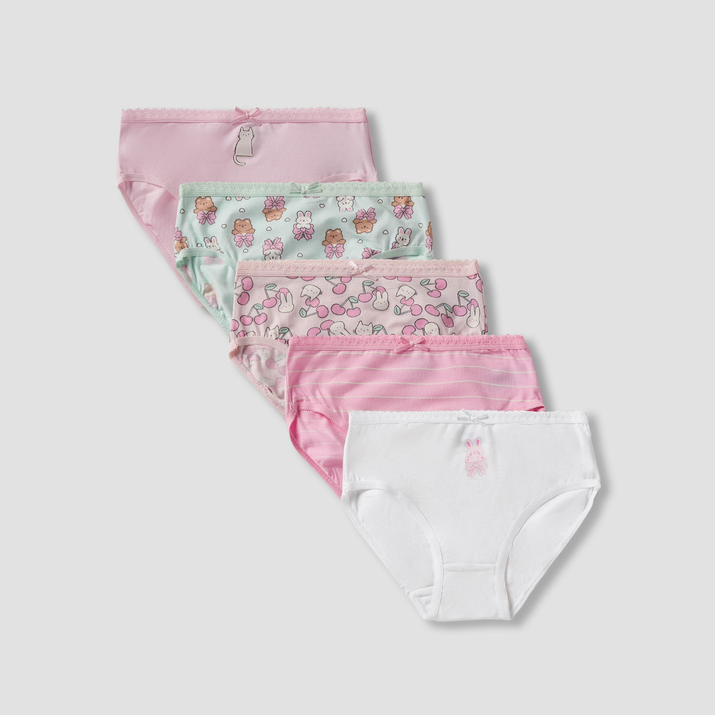 Pack of 5 Juniors Cotton Briefs with Print-baby-girls-clothing-innerwear-image-1