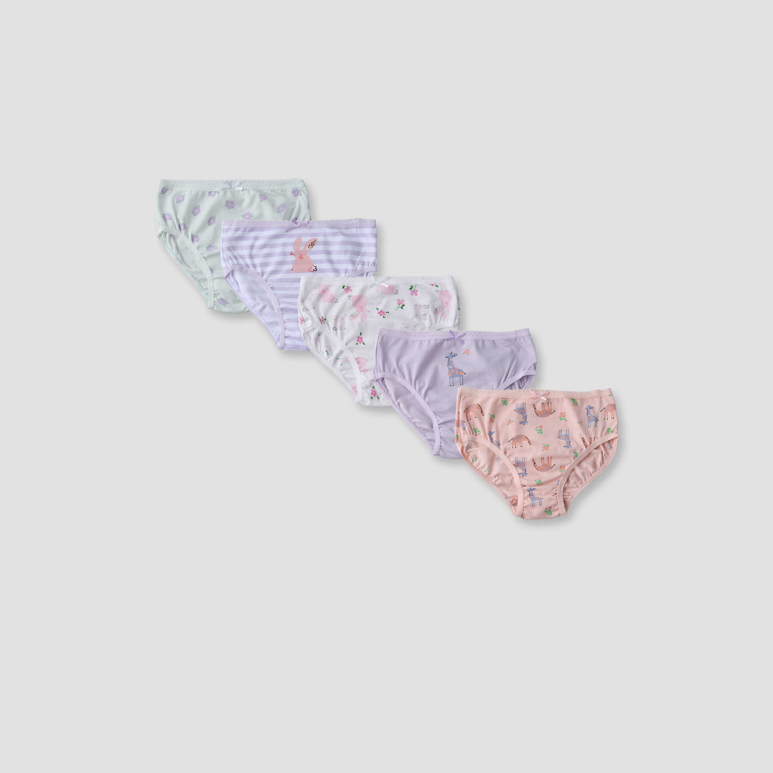Pack of 5 Juniors Cotton Briefs with Assorted Print-girls-clothing-innerwear-panties-image-1