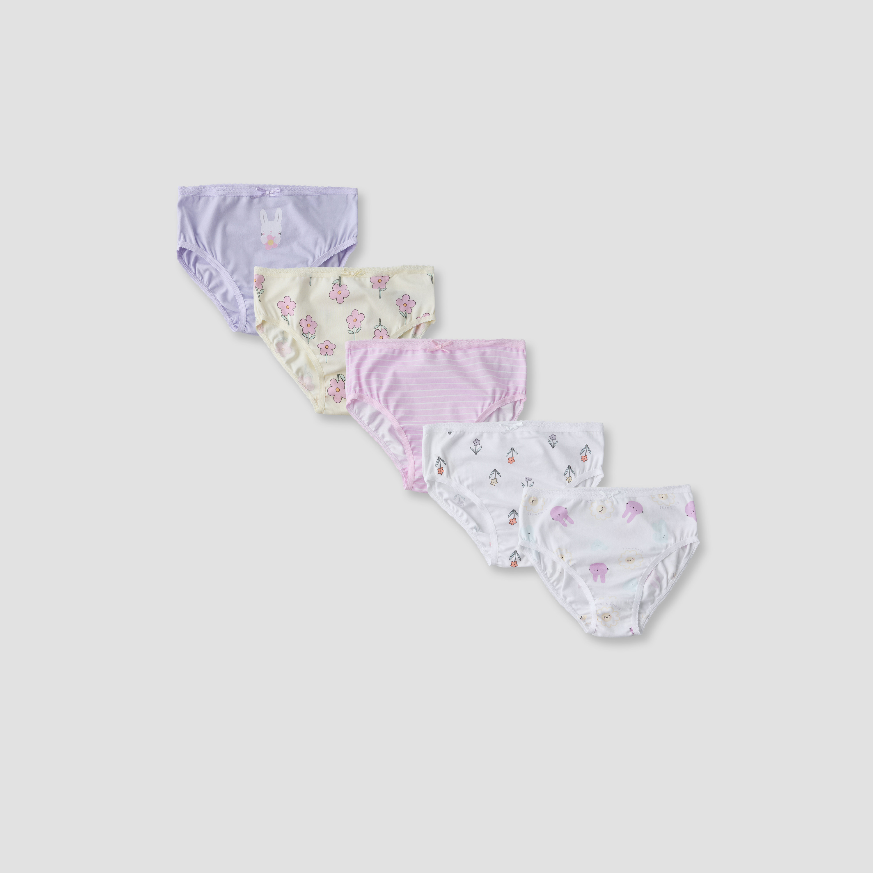 Pack of 5 Juniors Cotton Briefs with Assorted Print-girls-clothing-innerwear-panties-image-1