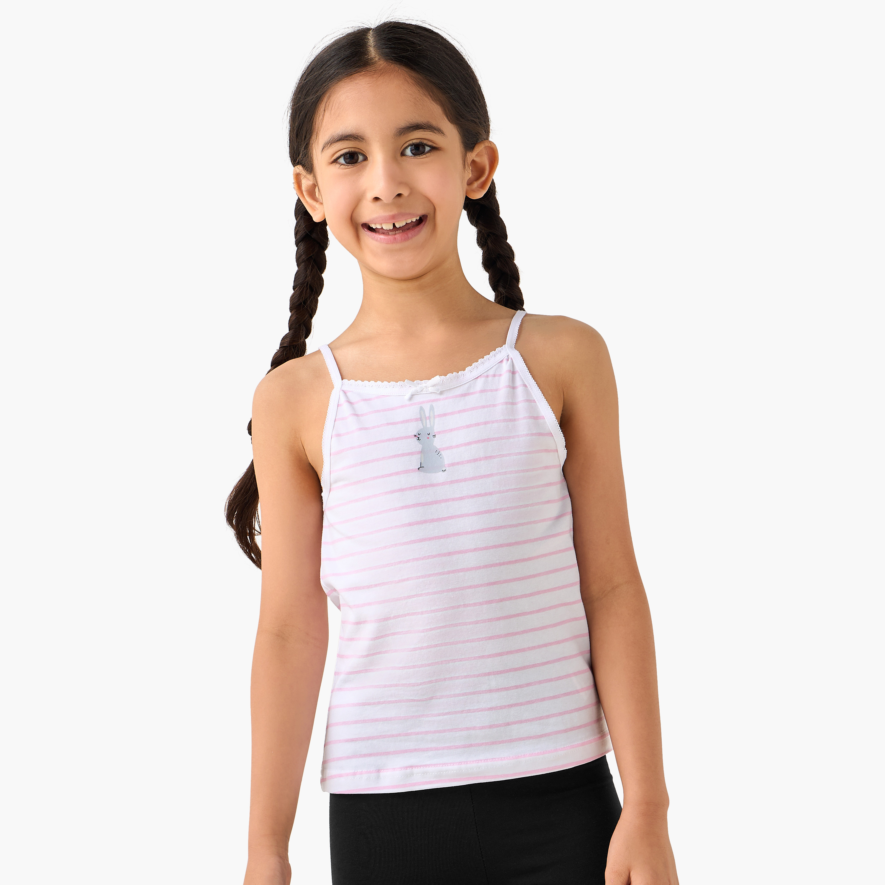 Pack of 3 Juniors Cotton Square Neck Vest with Print-girls-clothing-innerwear-vests-image-3