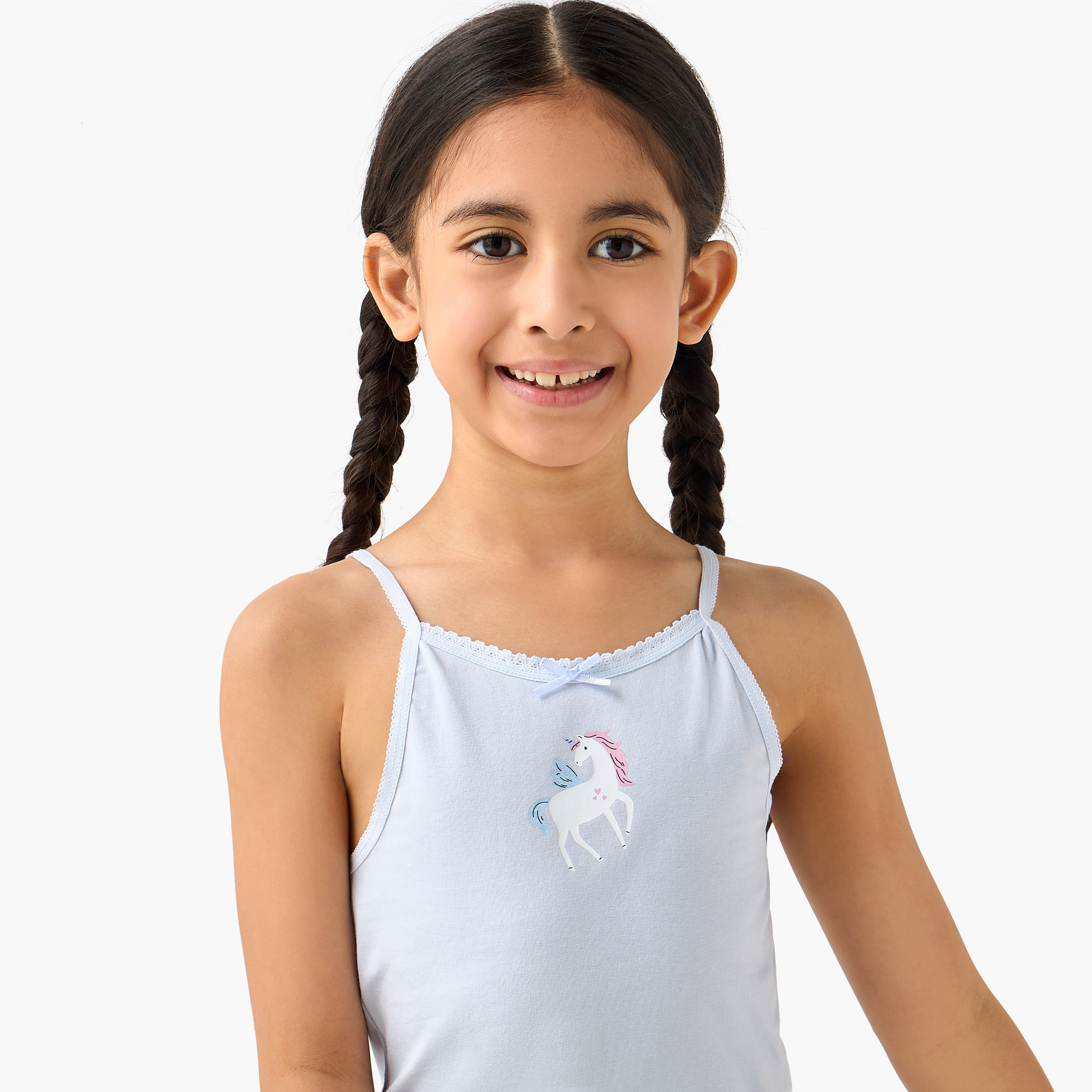Pack of 3 Juniors Cotton Square Neck Vest with Print-girls-clothing-innerwear-vests-image-6