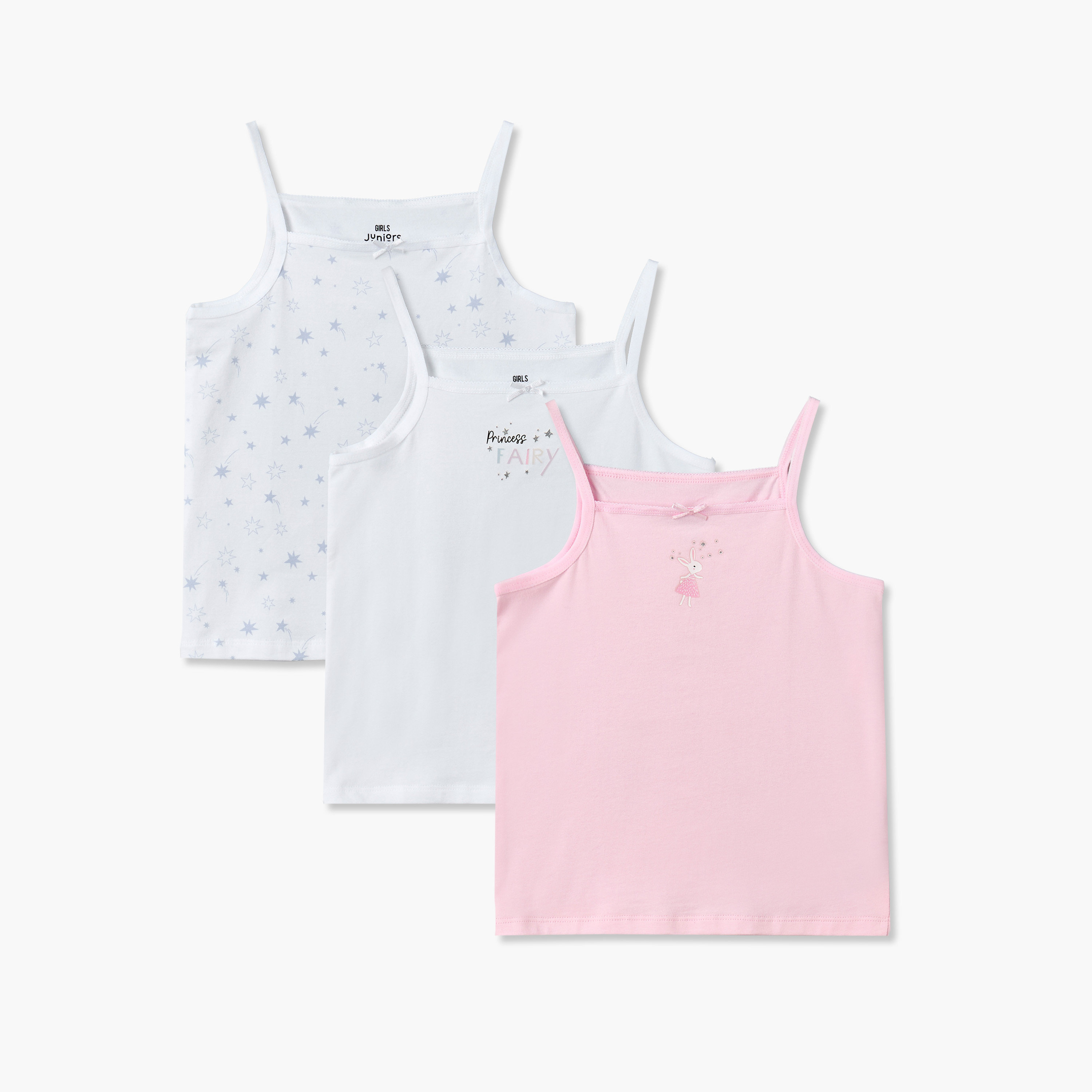 Pack of 3 Juniors Cotton Square Neck Vest with Assorted Print-girls-clothing-innerwear-vests-image-1