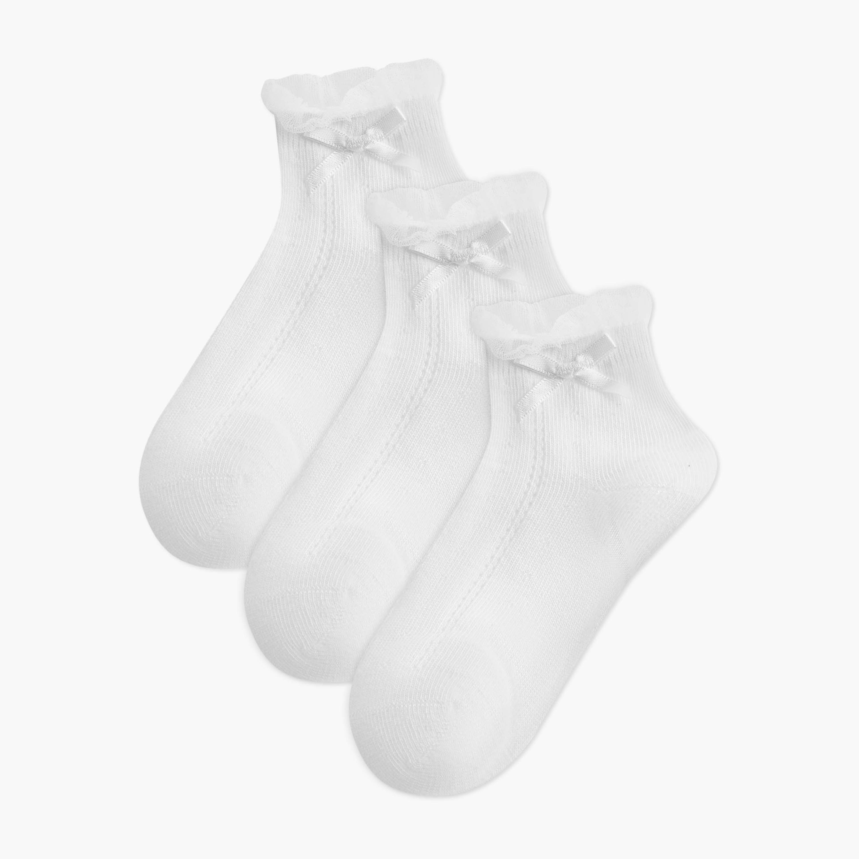 Pack of 3 Juniors Baby Girls Socks Ankle Length with Bow Detail-girls-accessories-socks-image-1