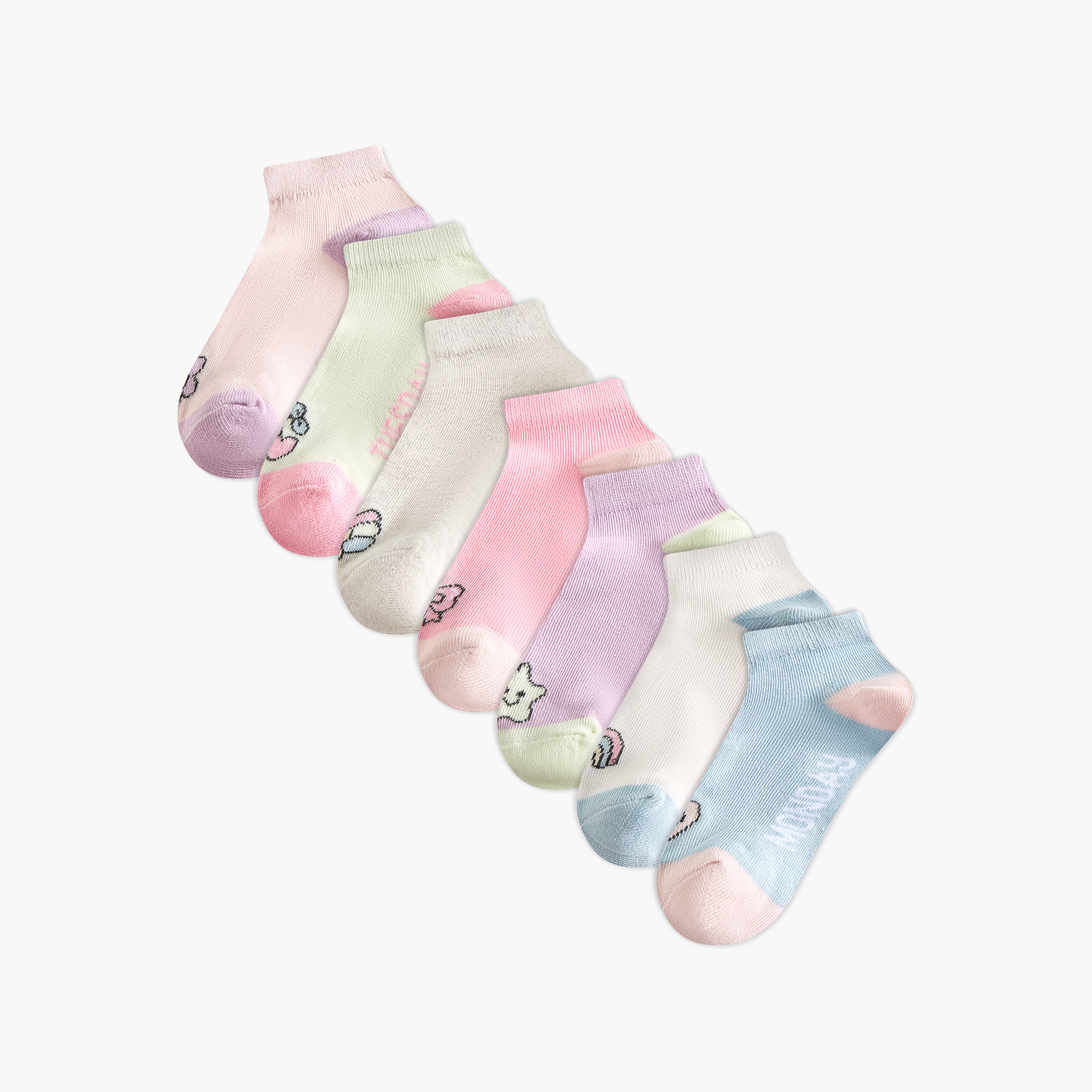 Pack of 7 Juniors Baby Girls Socks Days of the Week Print-girls-accessories-socks-image-1