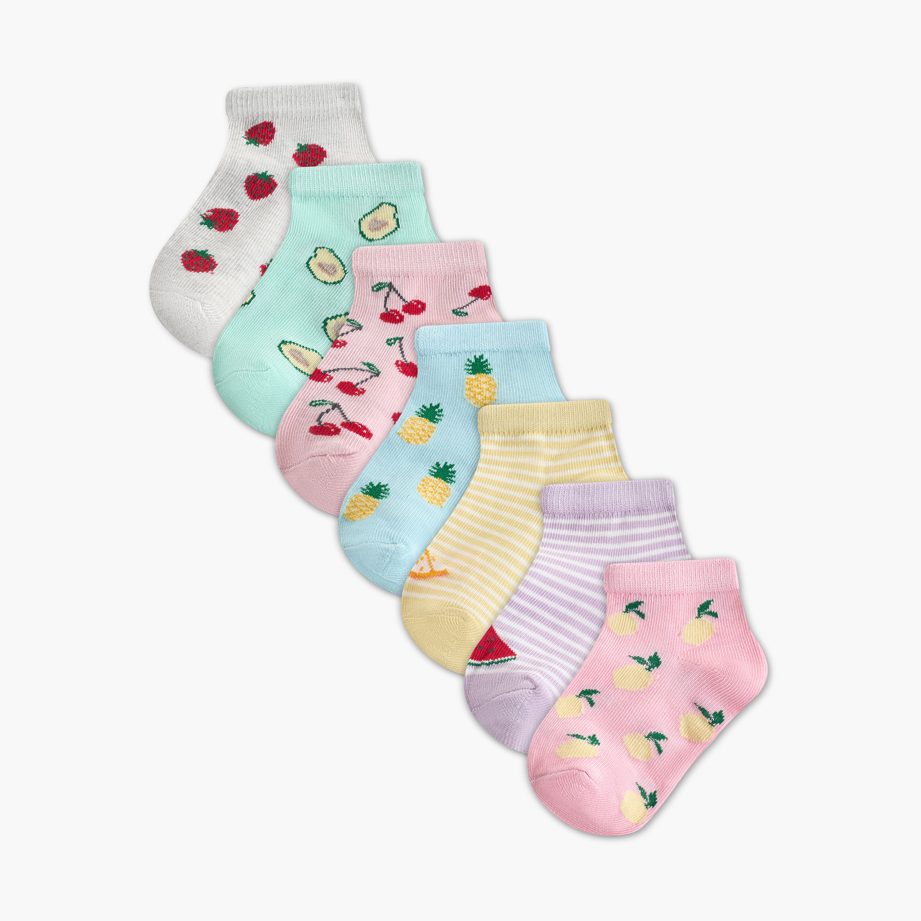 Pack of 7 Juniors Baby Girls Socks Assorted Print-girls-accessories-socks-image-1
