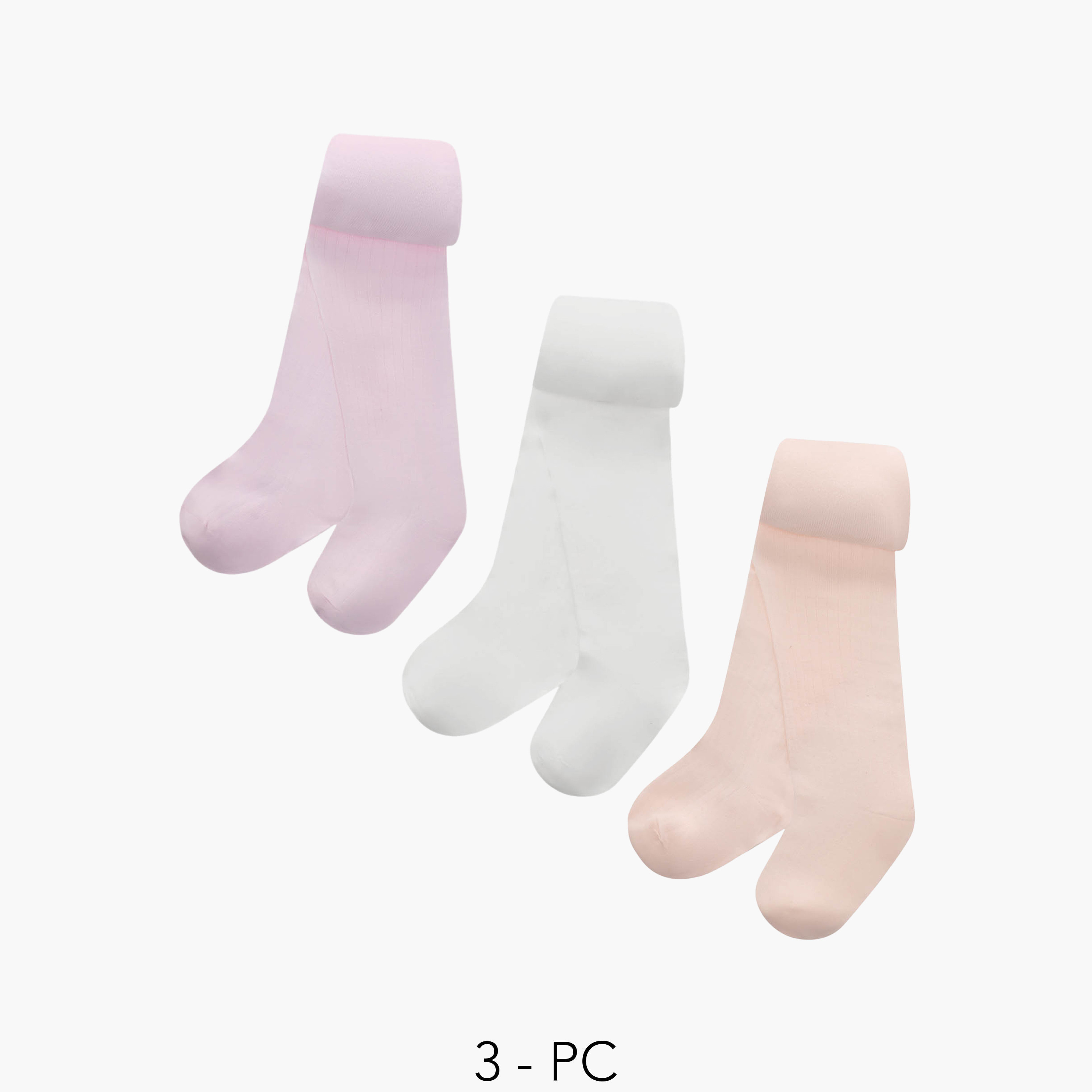 Pack of 3 Juniors Girls Tights Textured-baby-girls-clothing-innerwear-image-2