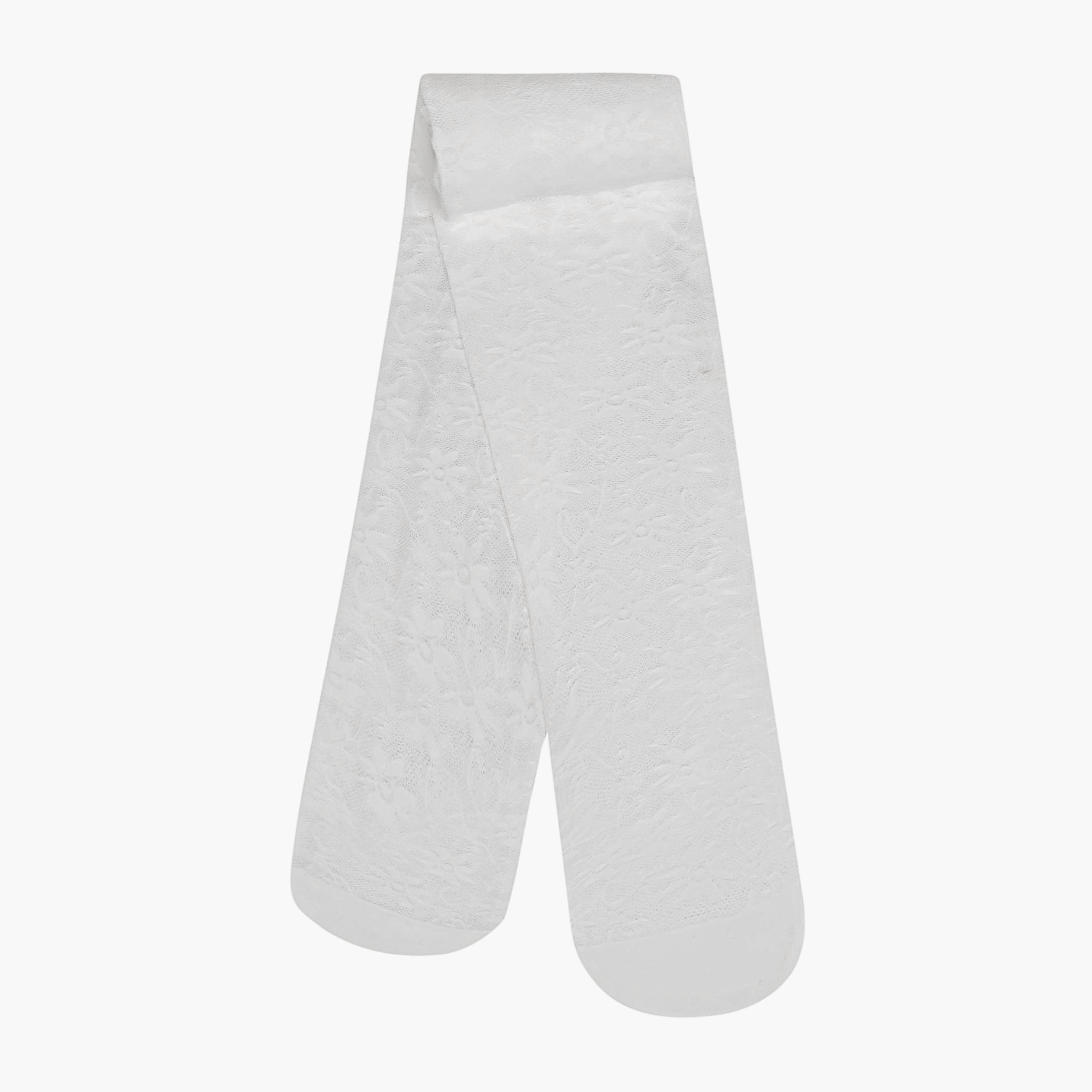 Juniors Tights with Floral Textured Design-baby-girls-accessories-socks-image-2