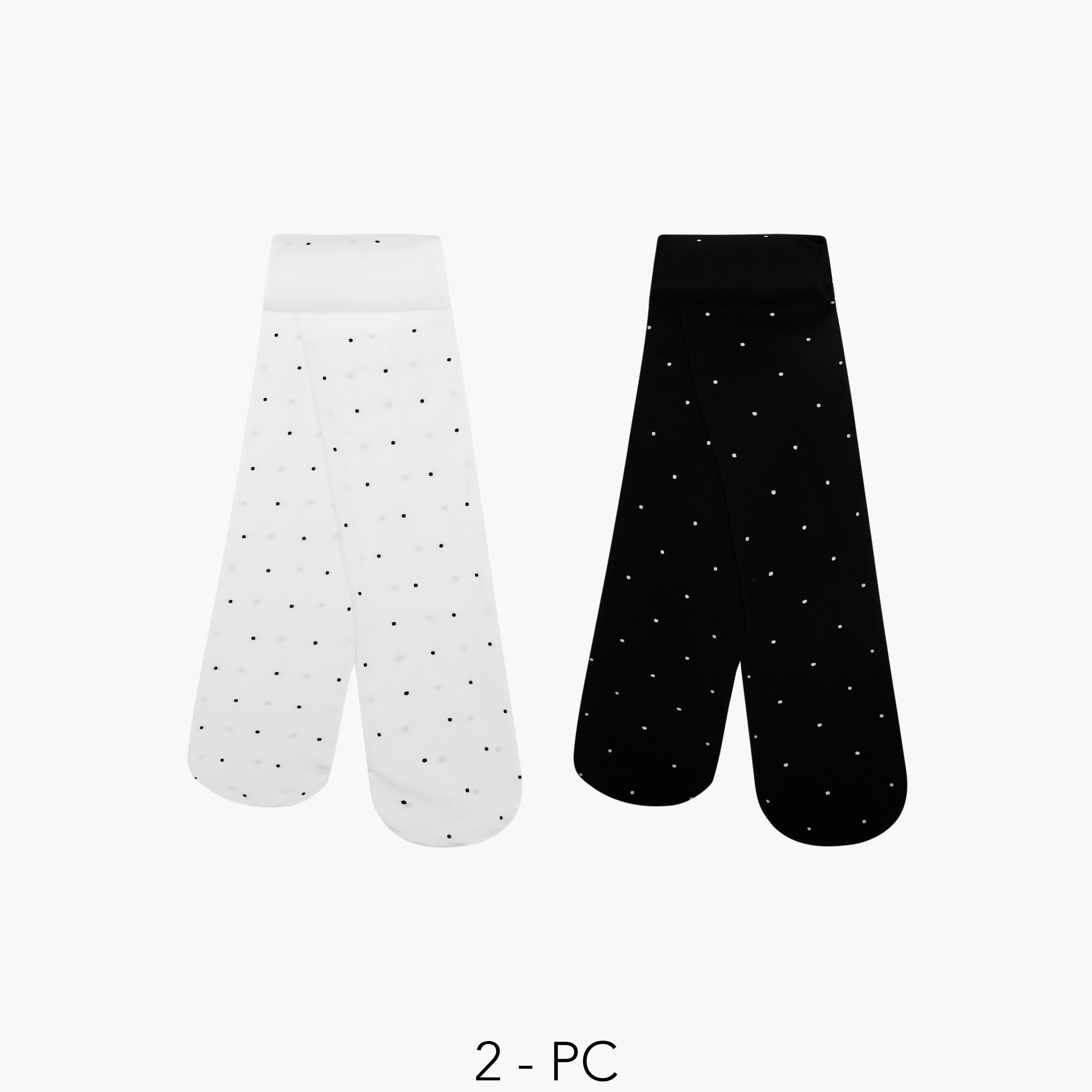 Pack of 2 Juniors Tights with Polka Dot Print-baby-girls-accessories-socks-image-2