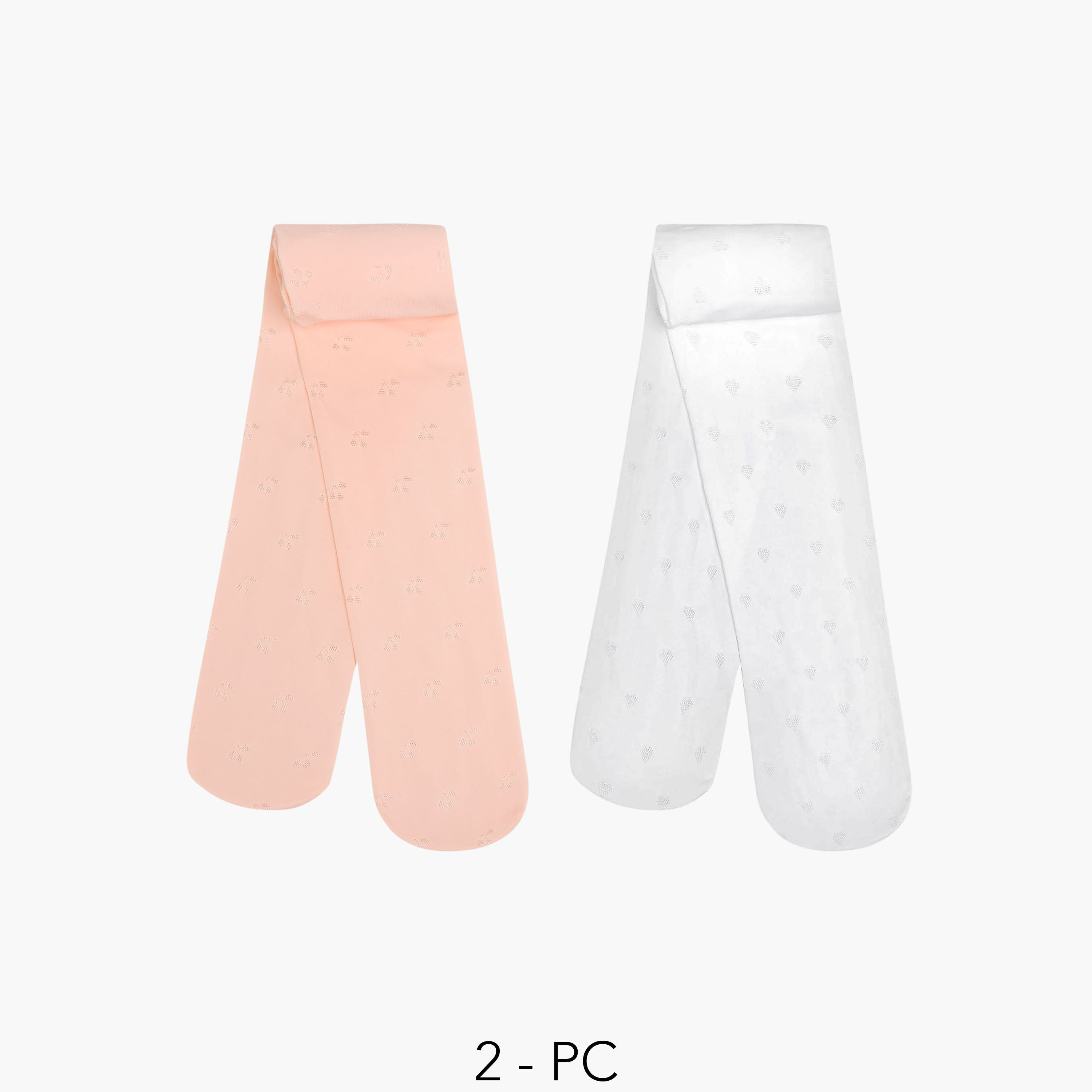 Pack of 2 Juniors Tights with Textured Design-baby-girls-accessories-socks-image-1