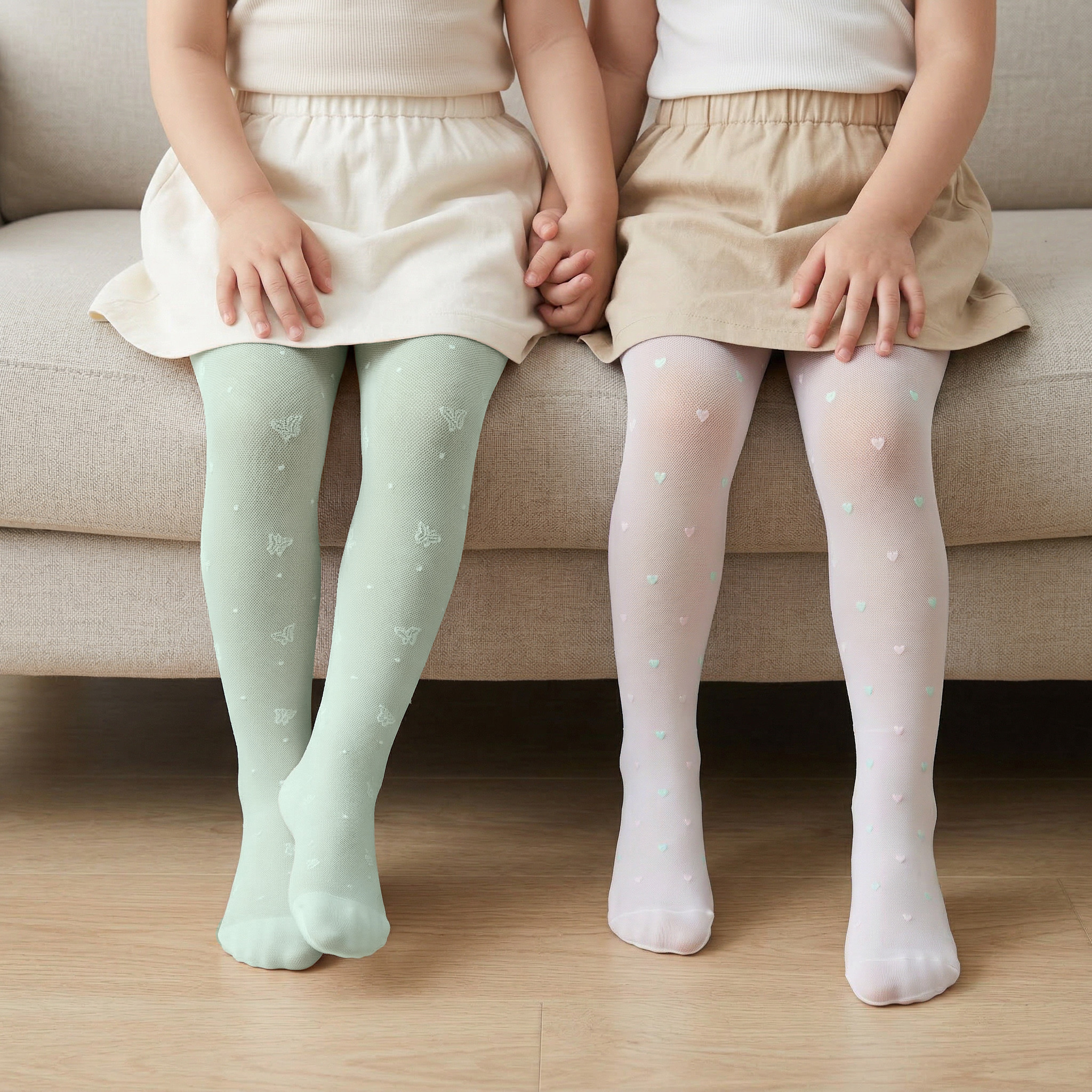 Pack of 2 Juniors Girls Tights with Elasticated Waistband-girls-accessories-socks-image-1