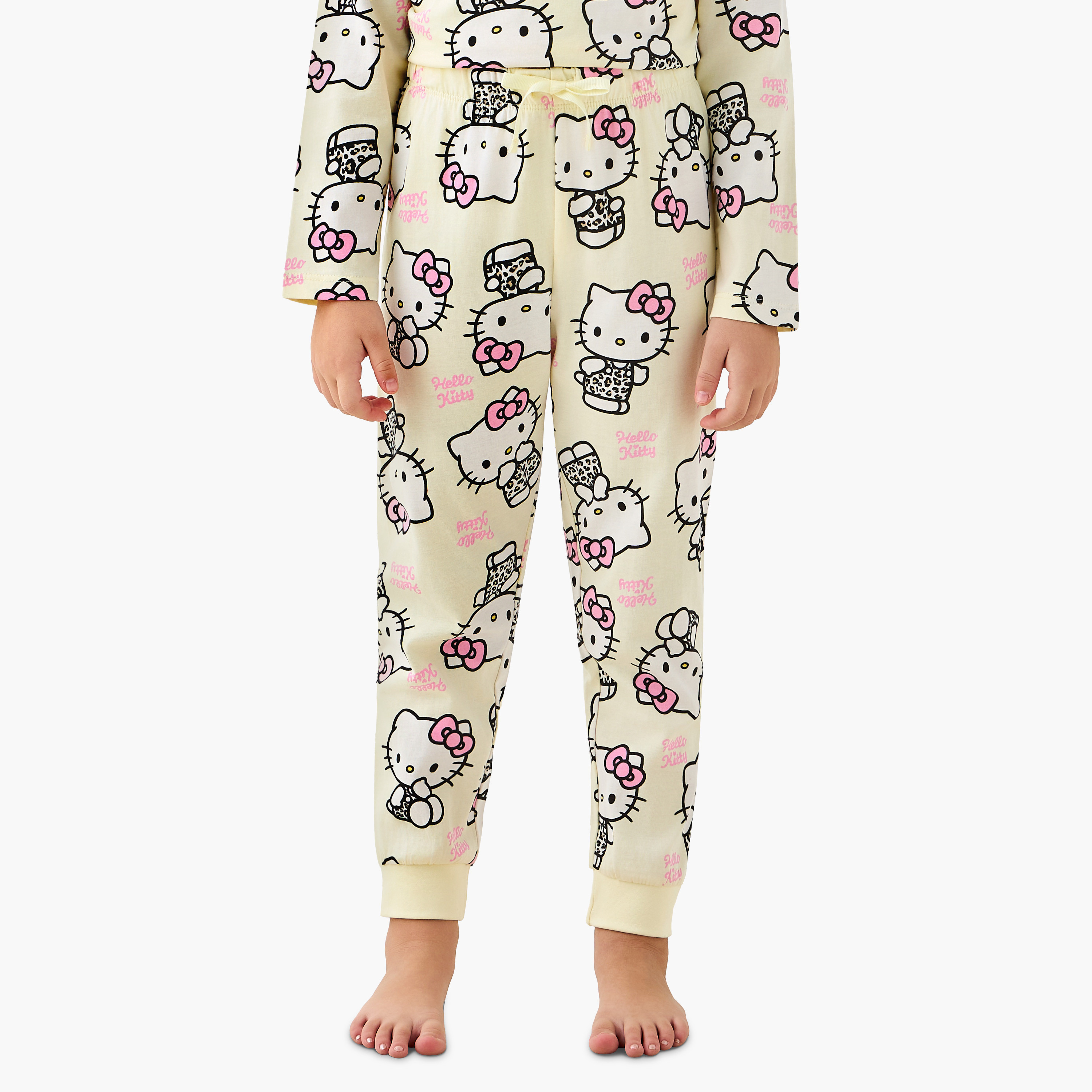 Sanrio Cotton Crew Neck Long Sleeves Pyjama Set with Hello Kitty Print-baby-girls-clothing-nightwear-pyjamasets-image-6