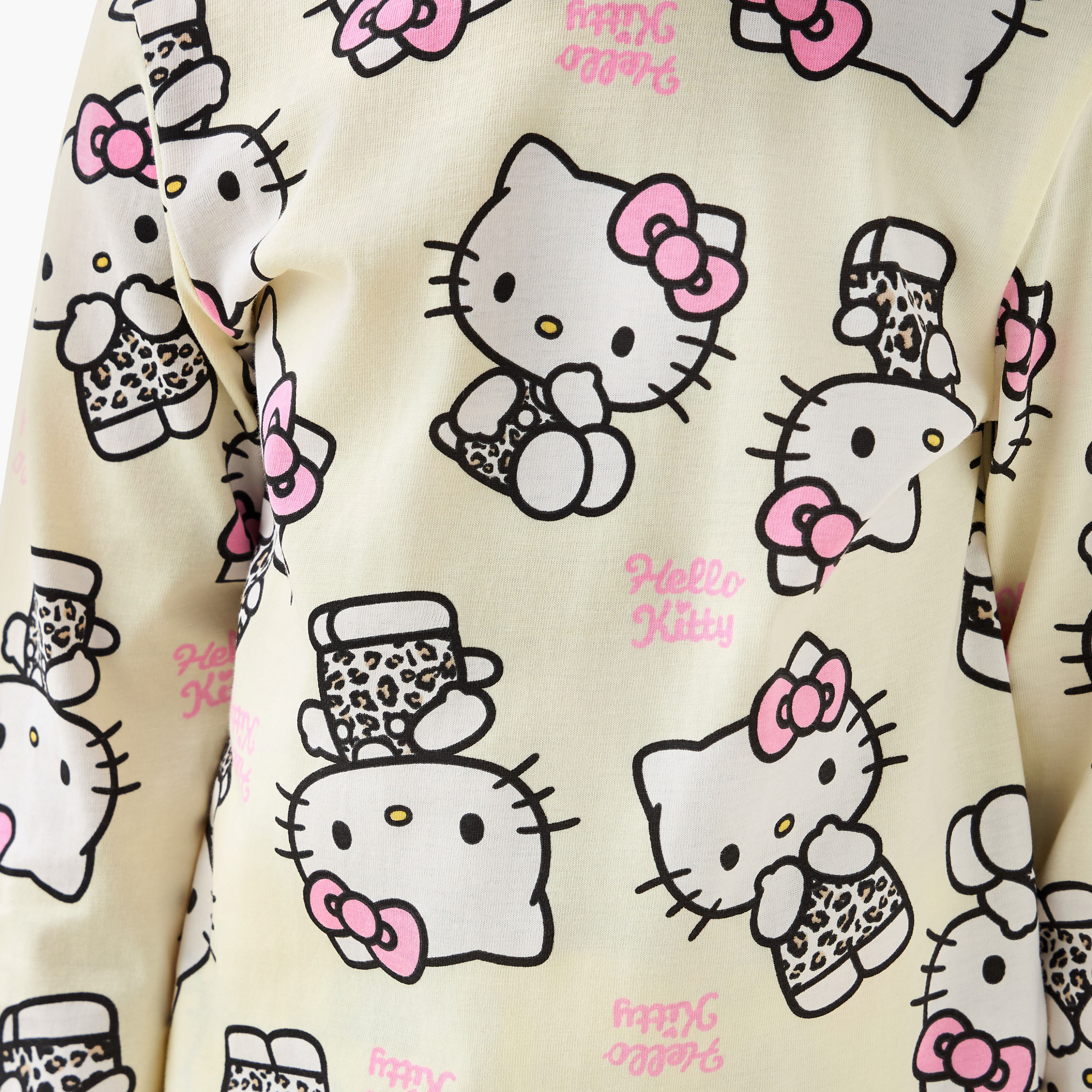 Sanrio Cotton Crew Neck Long Sleeves Pyjama Set with Hello Kitty Print-baby-girls-clothing-nightwear-pyjamasets-image-7