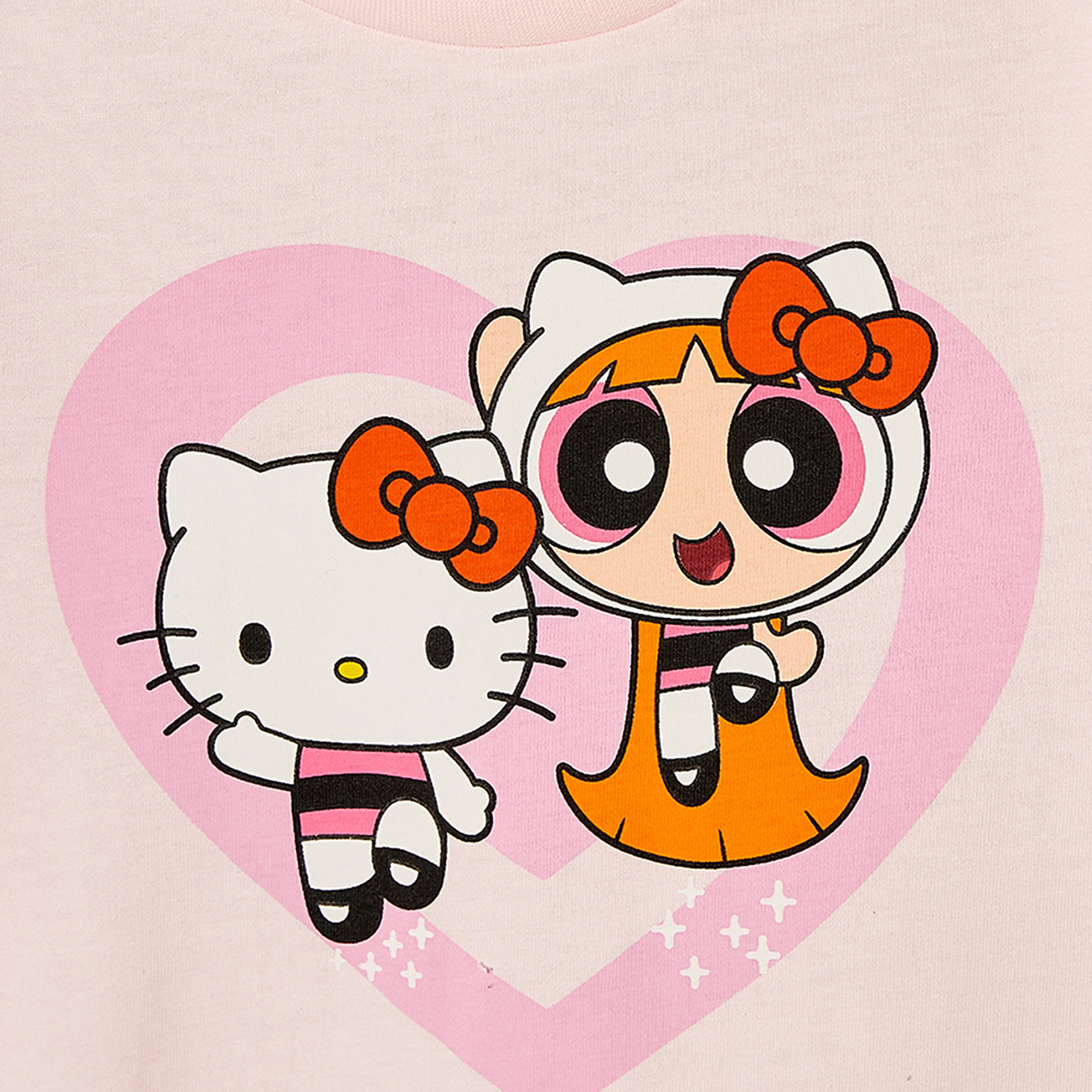 طقم بيجاما قطن بياقة مستديرة وأكمام طويلة وطبعات هيلو كيتي من سانريو-girls-clothing-nightwear-image-5