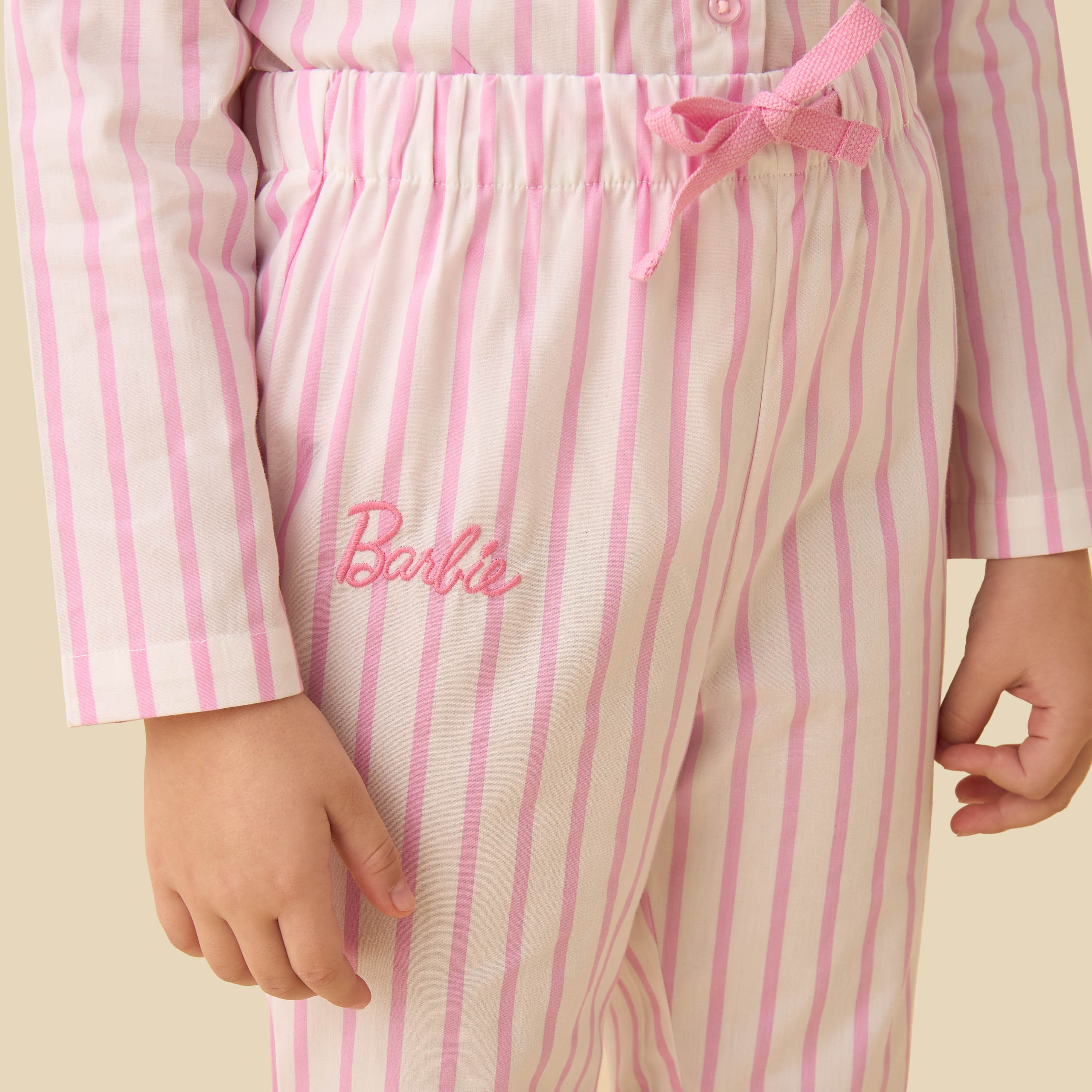 Cotton Peter Pan Collar Long Sleeves Pyjama Set with Barbie Embroidery-baby-girls-clothing-nightwear-pyjamasets-image-6