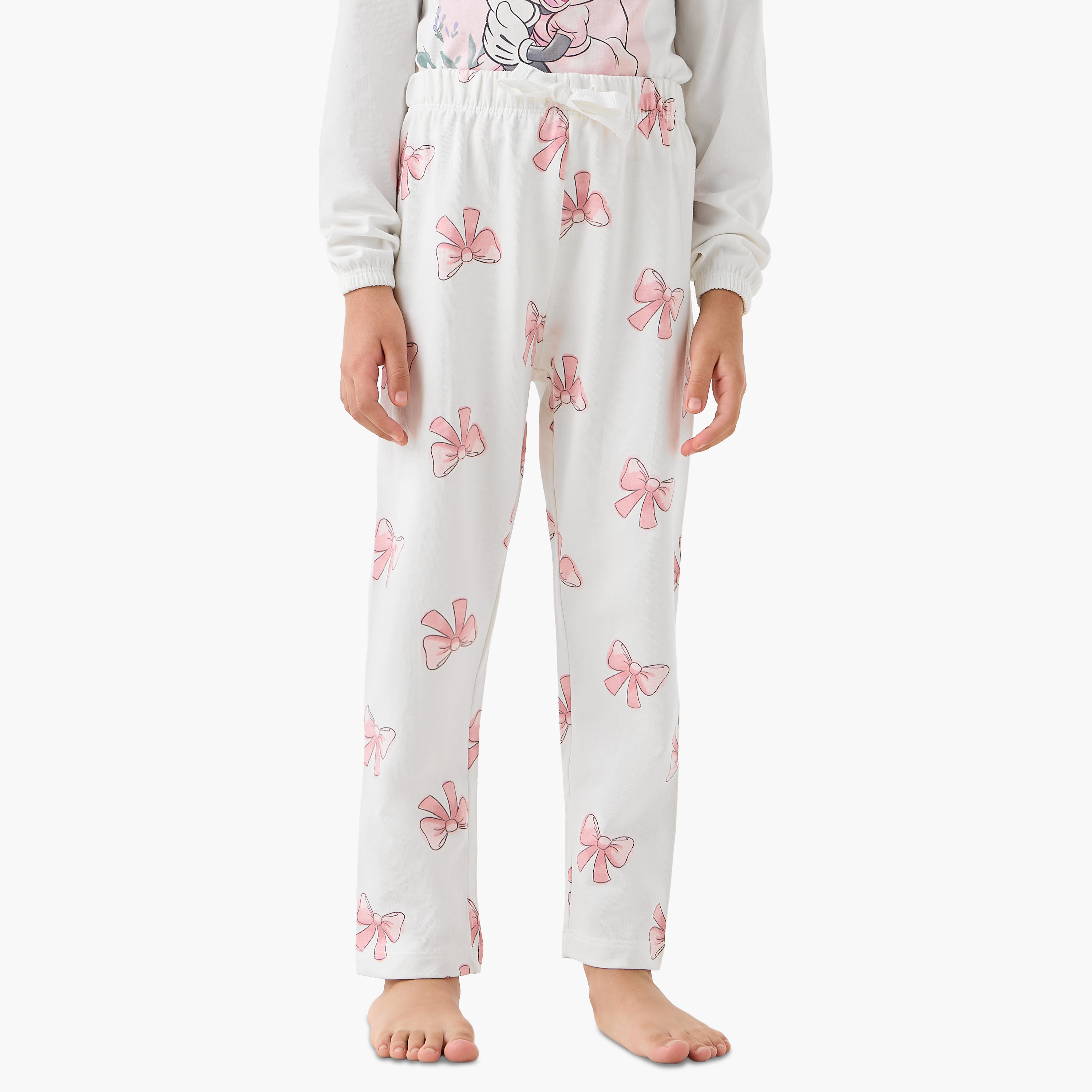 طقم بيجاما قطن بياقة دائرية وأكمام طويلة وقناع عين وطبعات ميني ماوس من ديزني-baby-girls-clothing-nightwear-pyjamasets-image-5