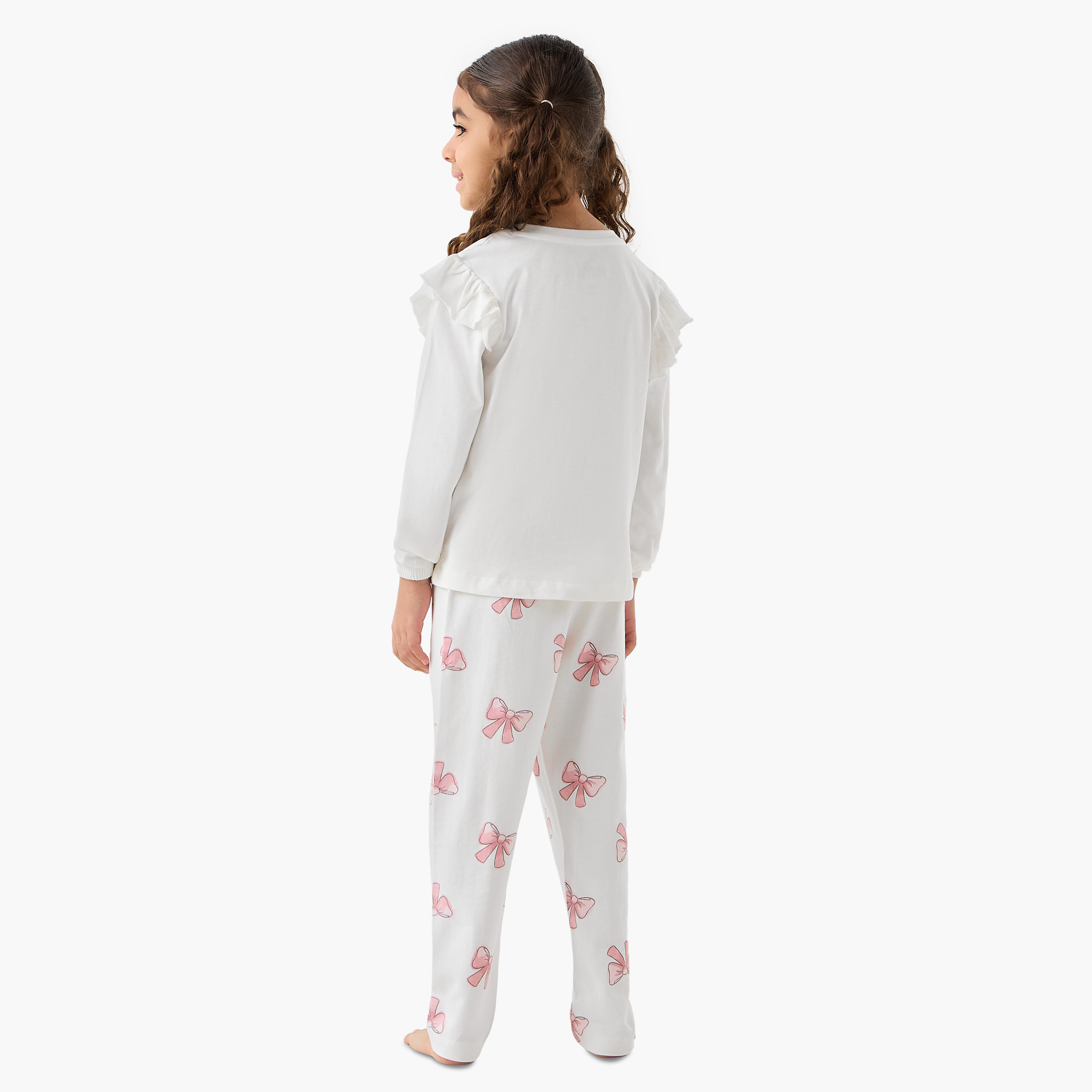 طقم بيجاما قطن بياقة دائرية وأكمام طويلة وقناع عين وطبعات ميني ماوس من ديزني-baby-girls-clothing-nightwear-pyjamasets-image-4