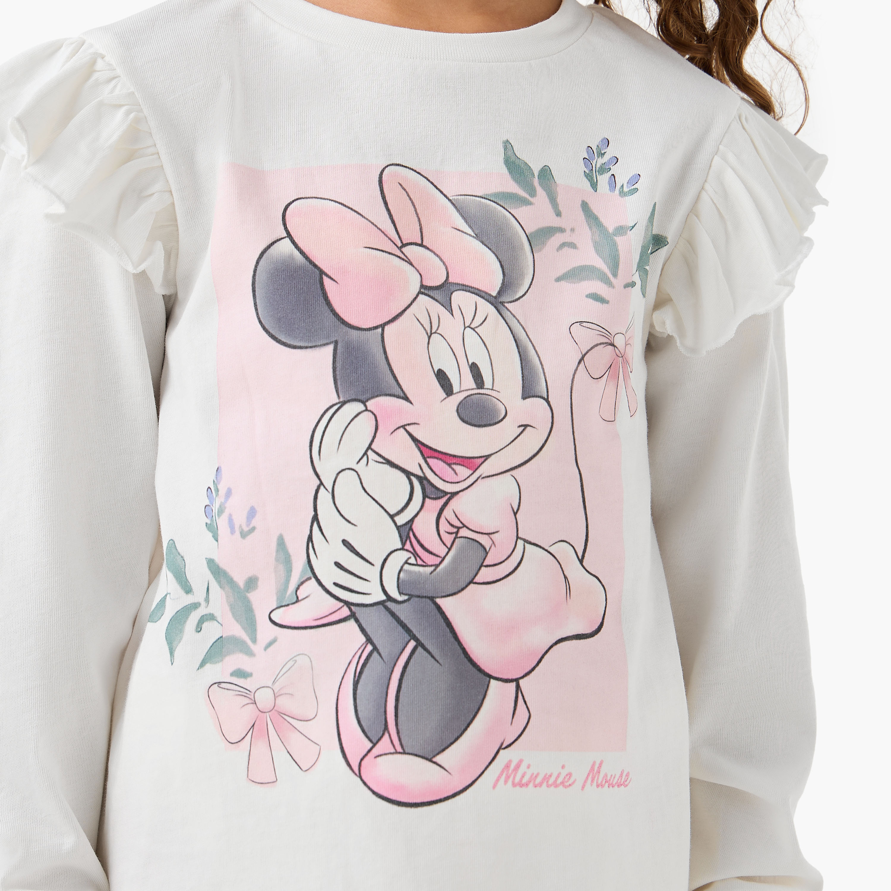طقم بيجاما قطن بياقة دائرية وأكمام طويلة وقناع عين وطبعات ميني ماوس من ديزني-baby-girls-clothing-nightwear-pyjamasets-image-2