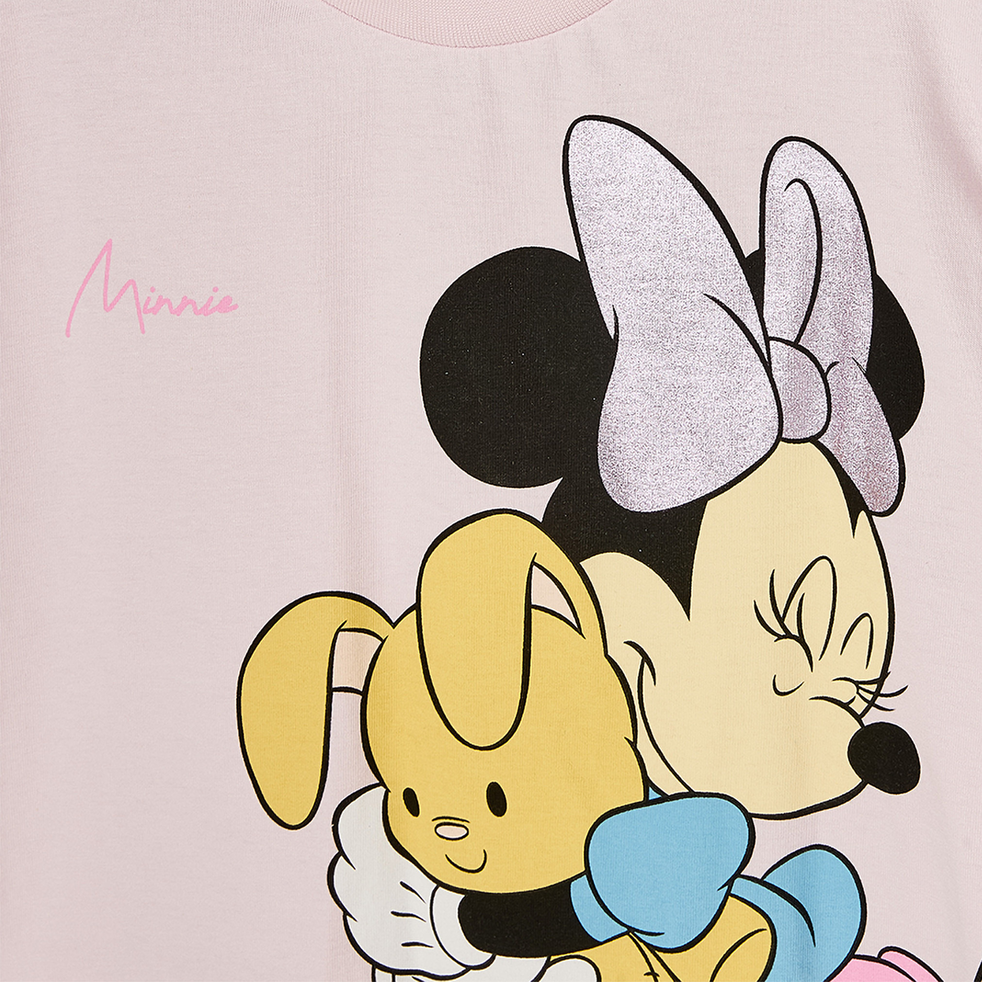 Disney Cotton Crew Neck Short Sleeves Pyjama Set with Minnie Mouse Print-girls-clothing-nightwear-image-5