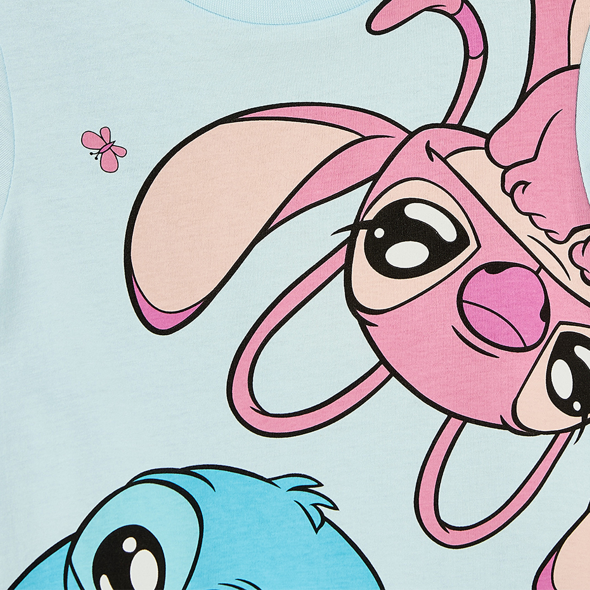 Disney Cotton Crew Neck Short Sleeves Pyjama Set with Angel and Stitch Print-girls-clothing-nightwear-image-5