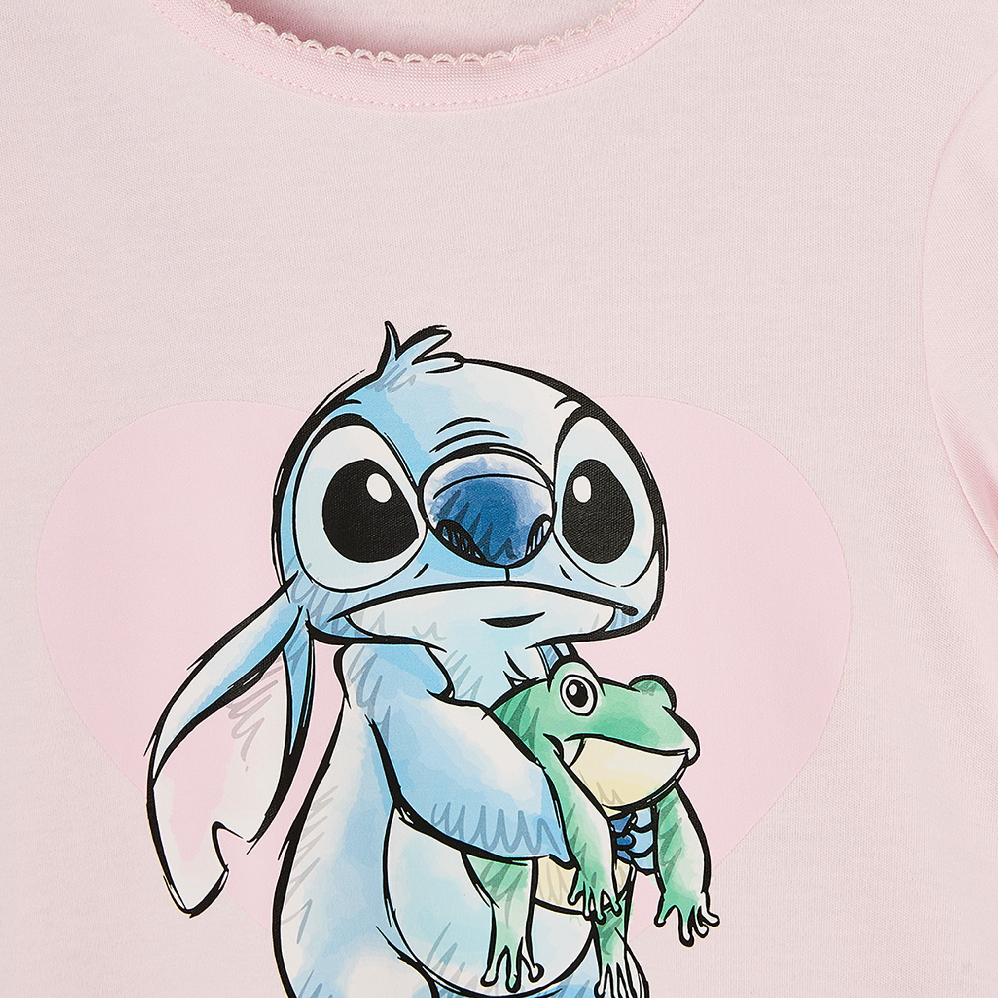 Disney Cotton Crew Neck Long Sleeves Pyjama Set with Stitch Print-girls-clothing-nightwear-image-5
