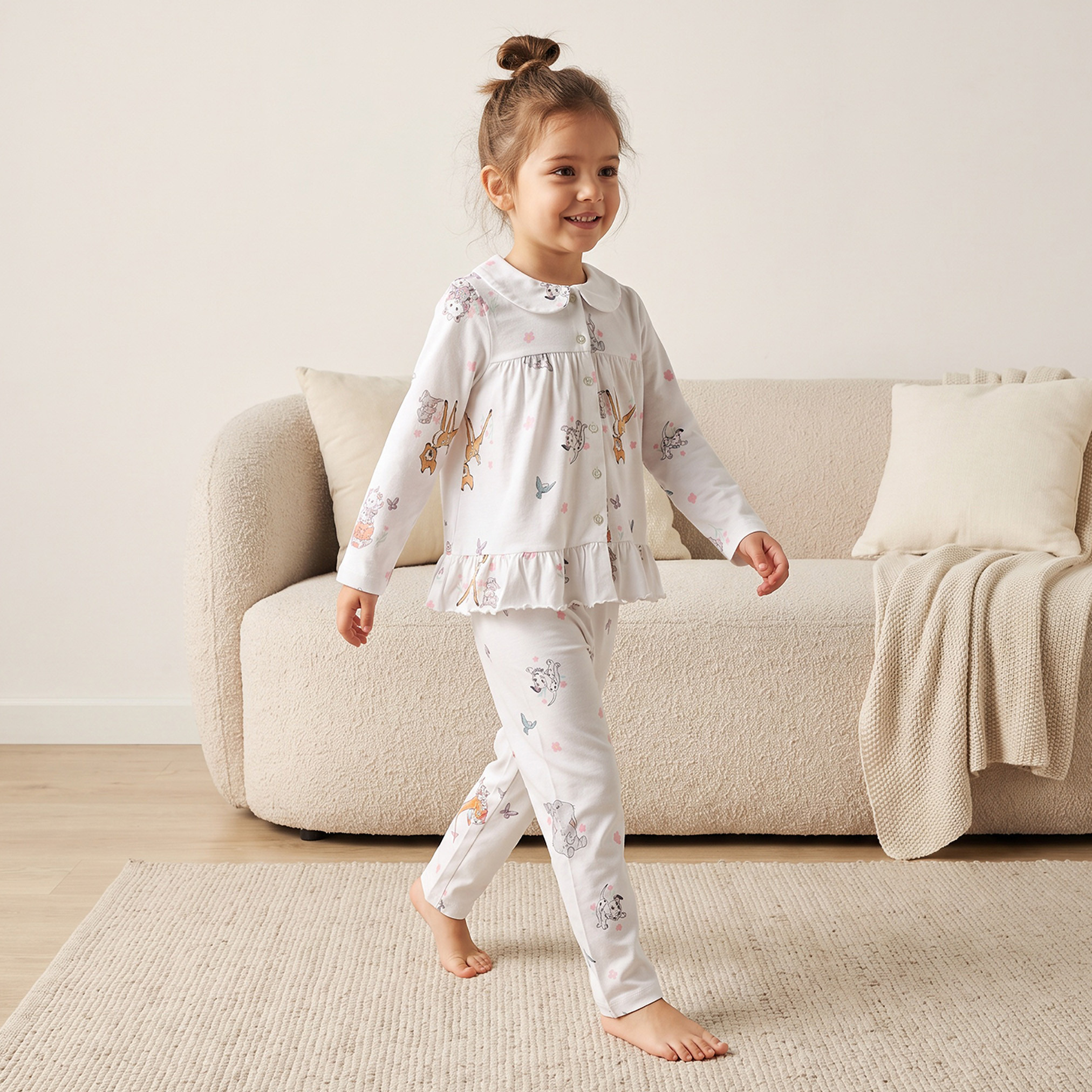 Disney Cotton Peter Pan Collar Long Sleeves Pyjama Set with Dumbo Print-girls-clothing-nightwear-image-1