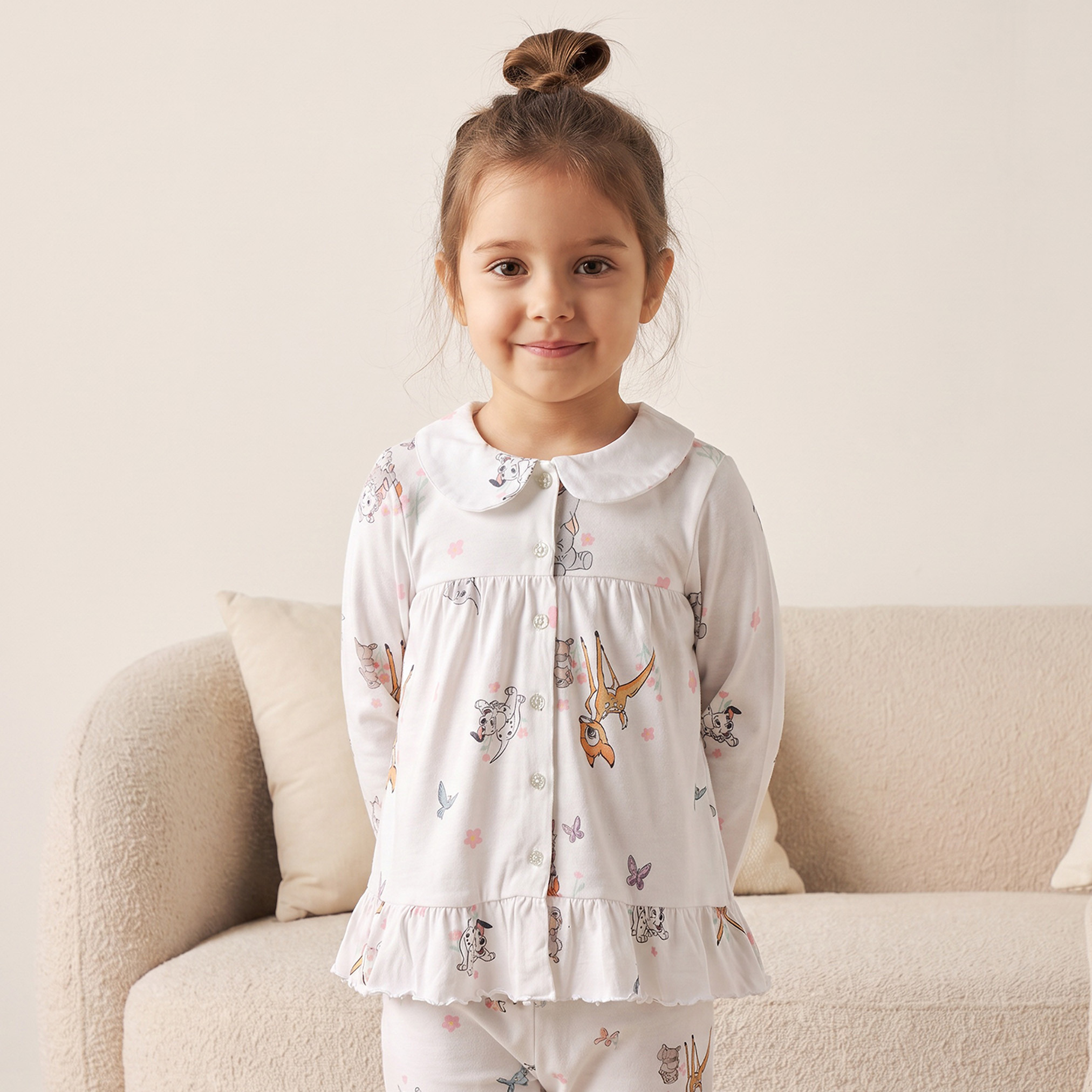 Disney Cotton Peter Pan Collar Long Sleeves Pyjama Set with Dumbo Print-girls-clothing-nightwear-image-2