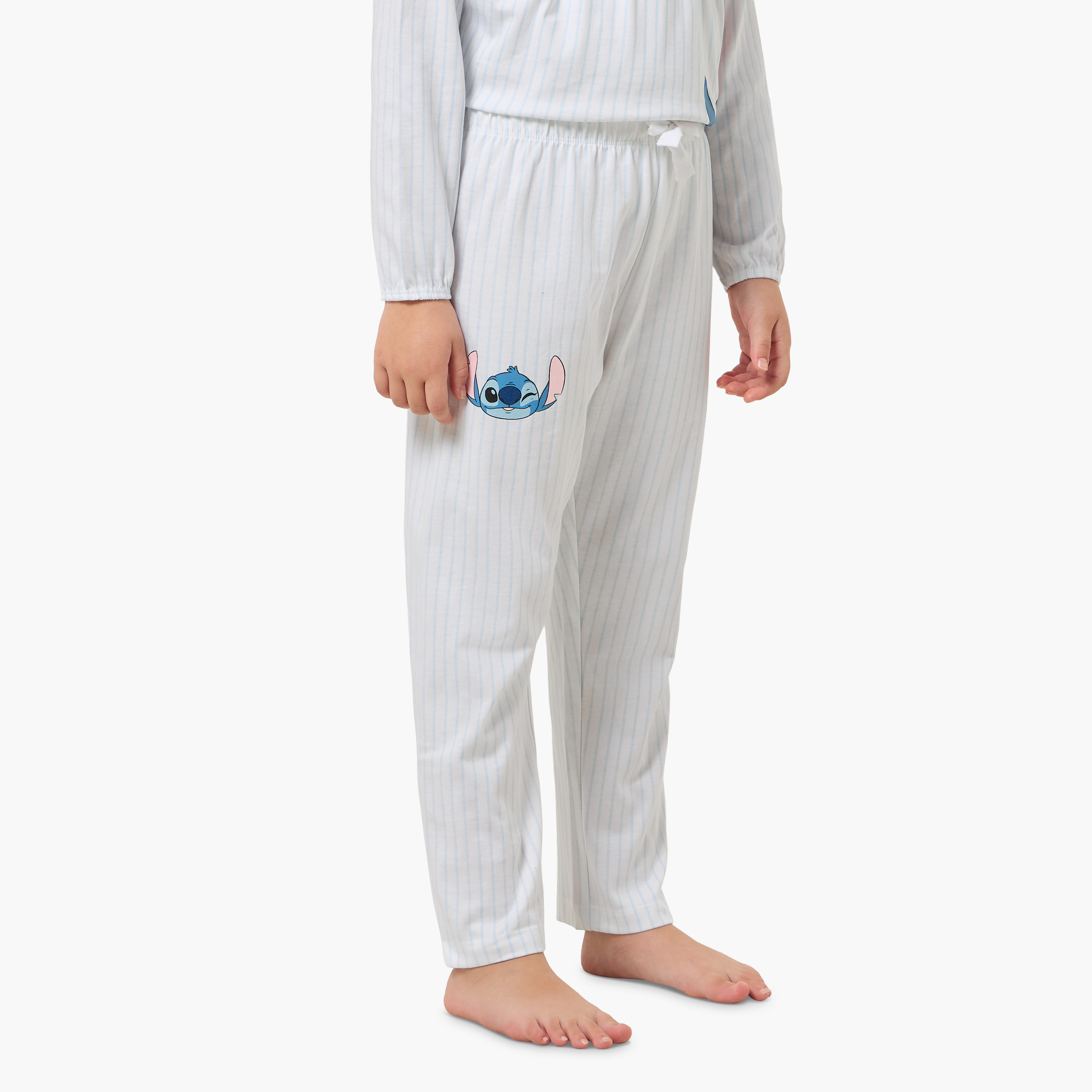 طقم بيجاما قطن بطبعات آنجل وستيتش وياقة بيتر بان وأكمام طويلة من ديزني-baby-girls-clothing-nightwear-pyjamasets-image-4