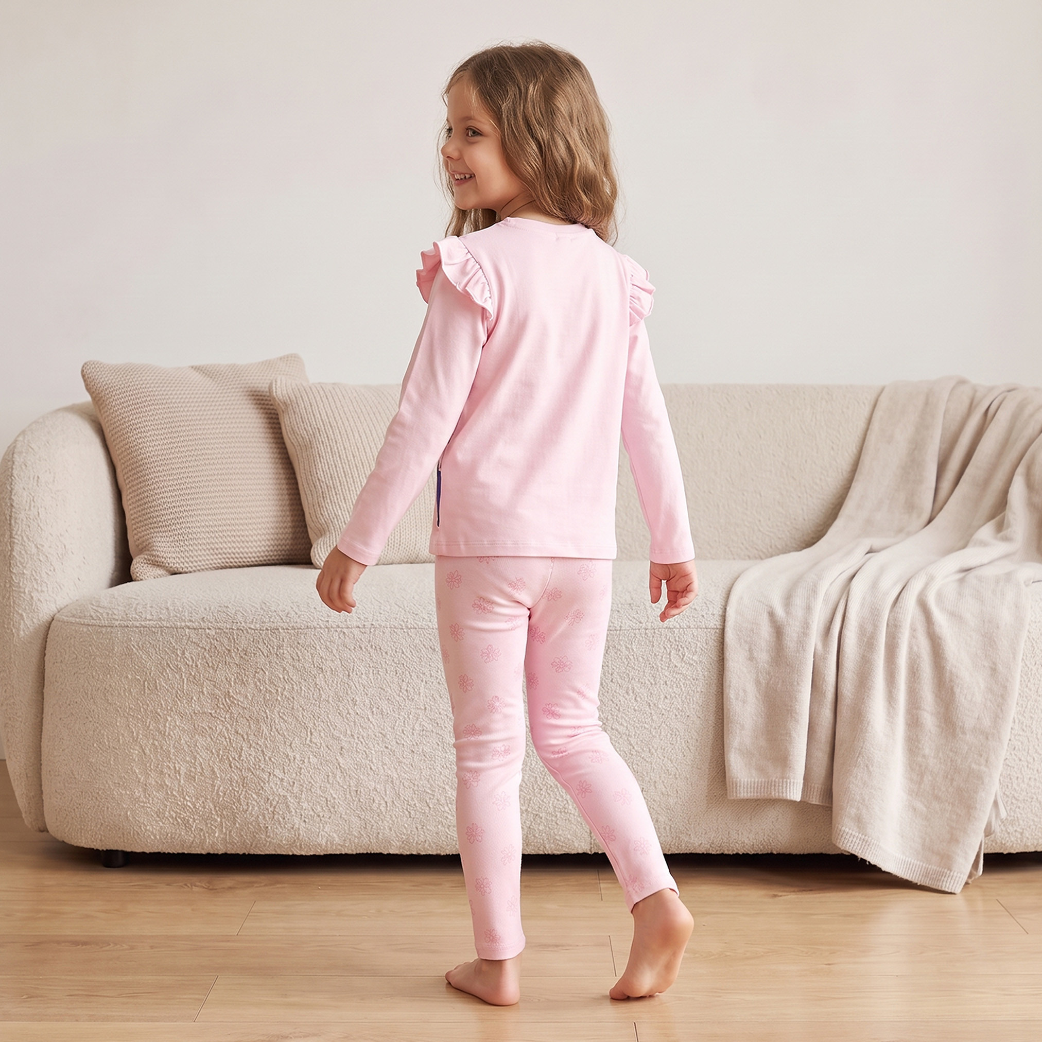 طقم بيجاما قطن بطبعات جرافيك وياقة ضيقة وأكمام طويلة من ديزني-girls-clothing-nightwear-image-3