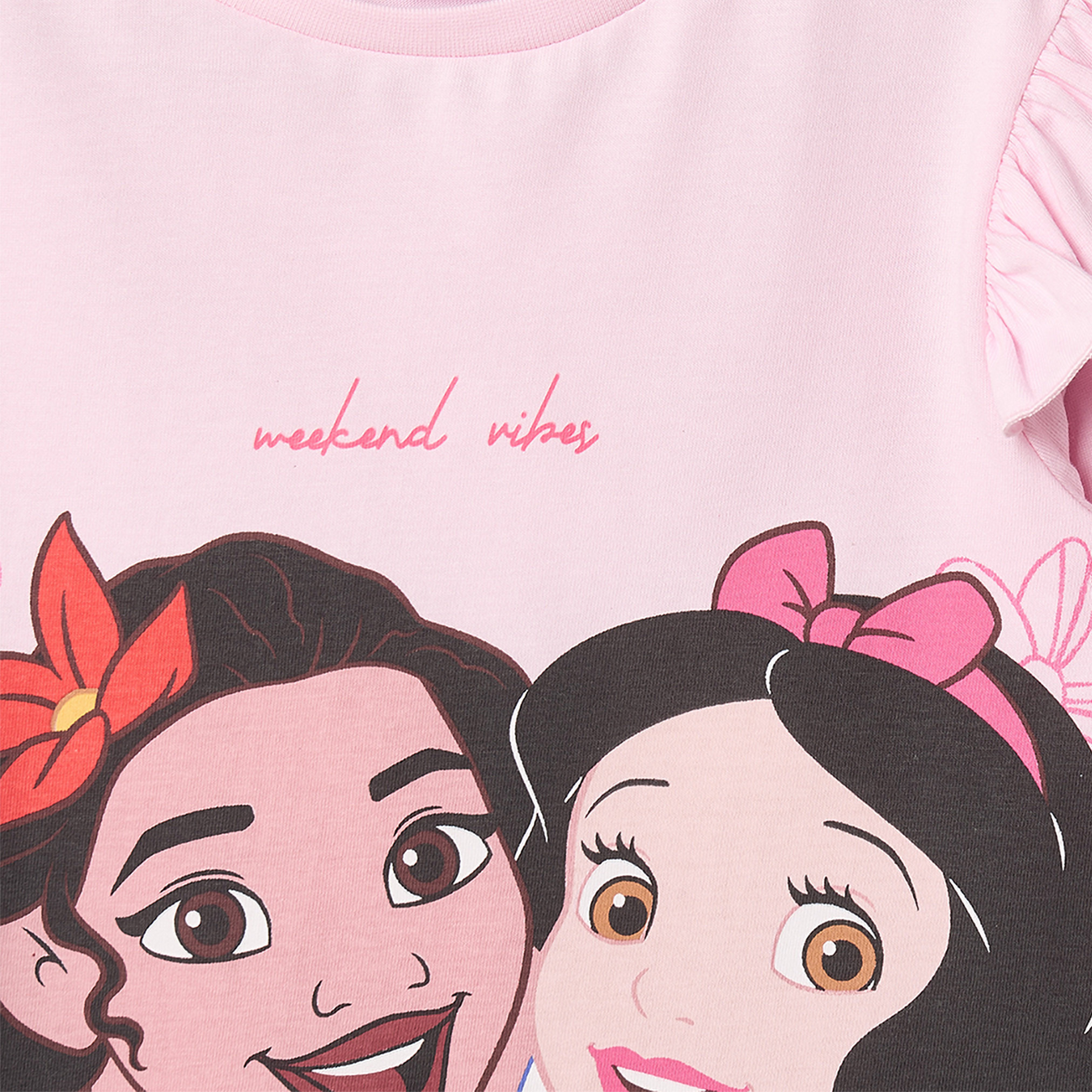 طقم بيجاما قطن بطبعات جرافيك وياقة ضيقة وأكمام طويلة من ديزني-girls-clothing-nightwear-image-4