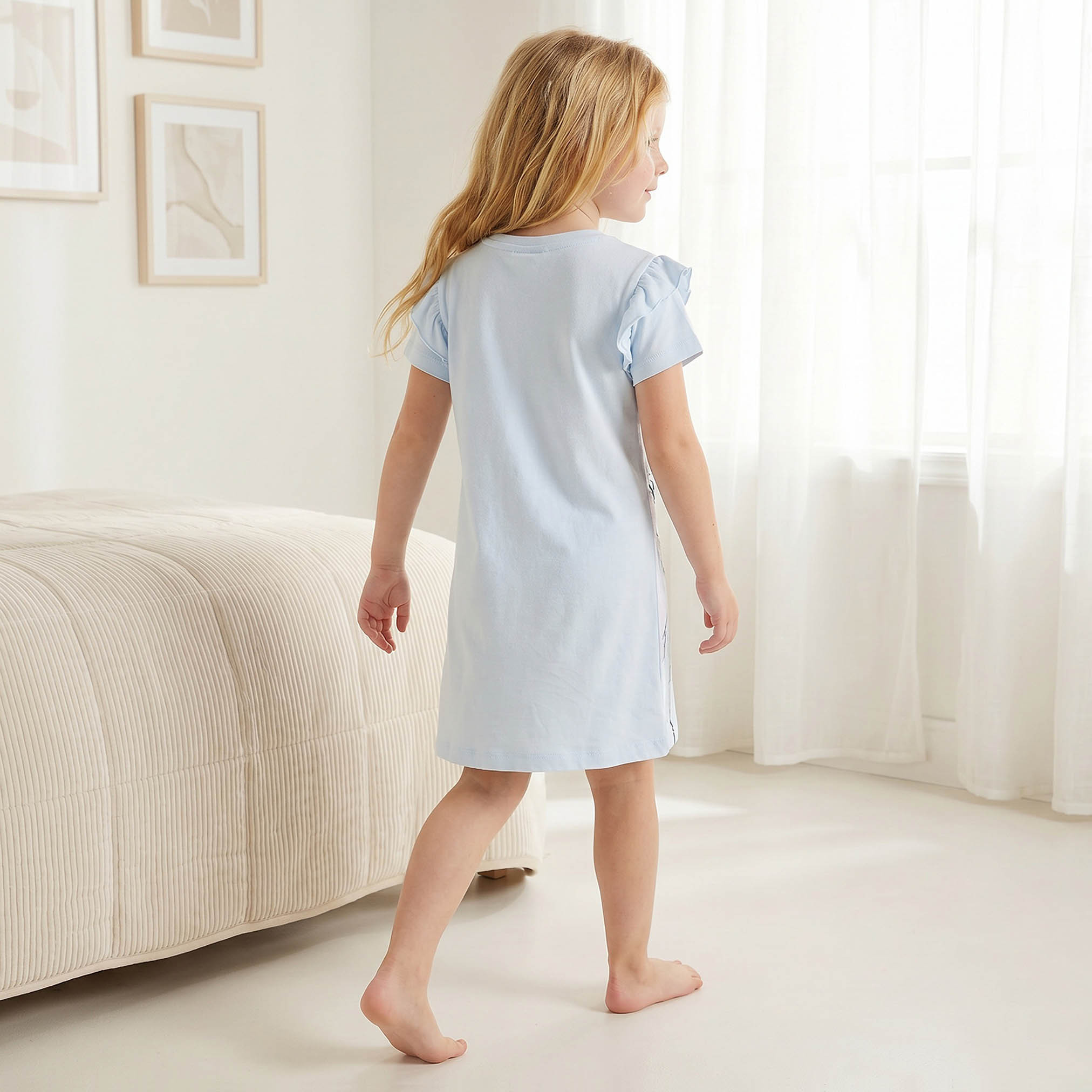Disney Crew Neck Short Sleeves Night Dress with Frozen Print-girls-clothing-nightwear-image-2