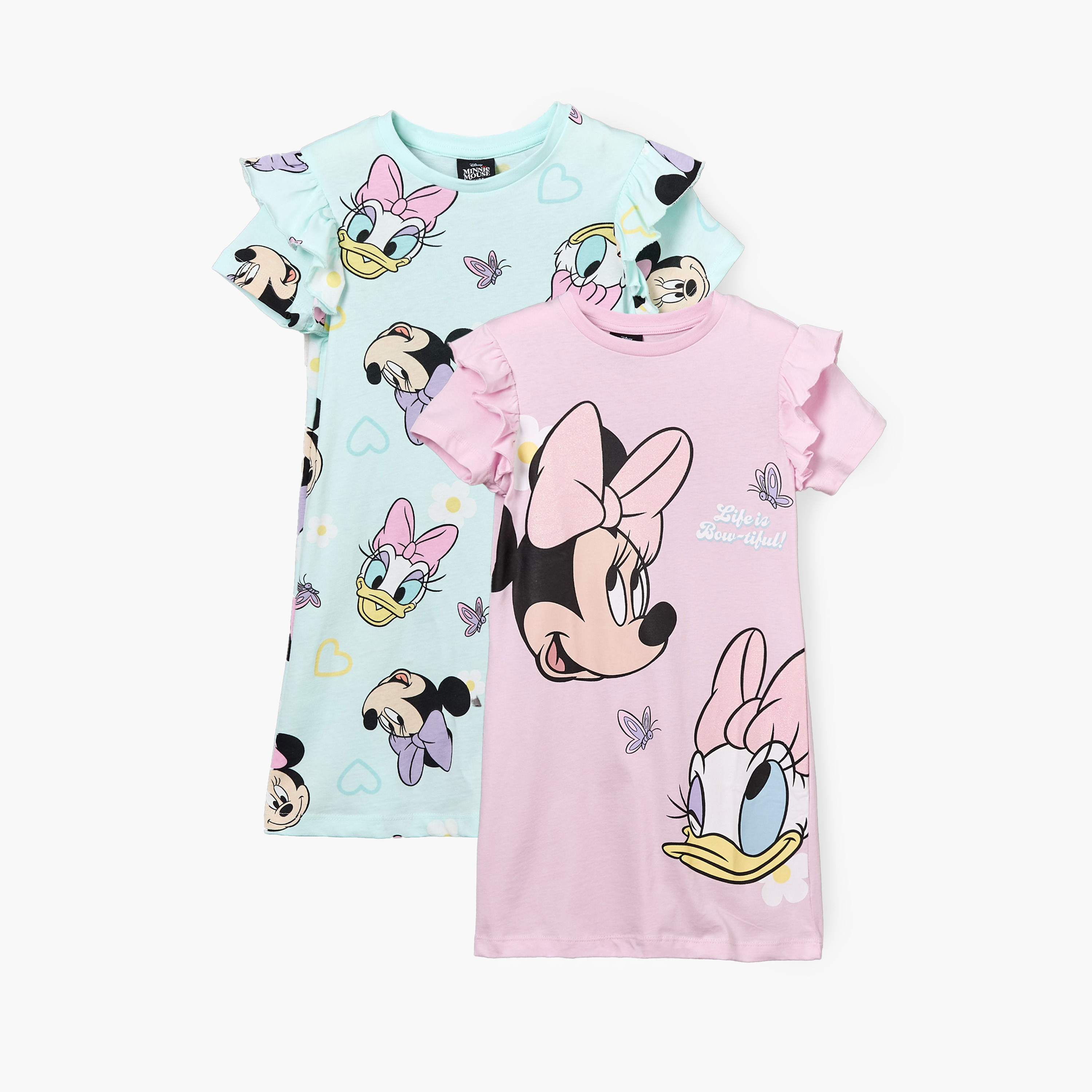 Pack of 2 Disney Cotton Round Neck Short Sleeves Sleepshirts with Minnie Mouse and Daisy Duck Print-girls-clothing-nightwear-image-1