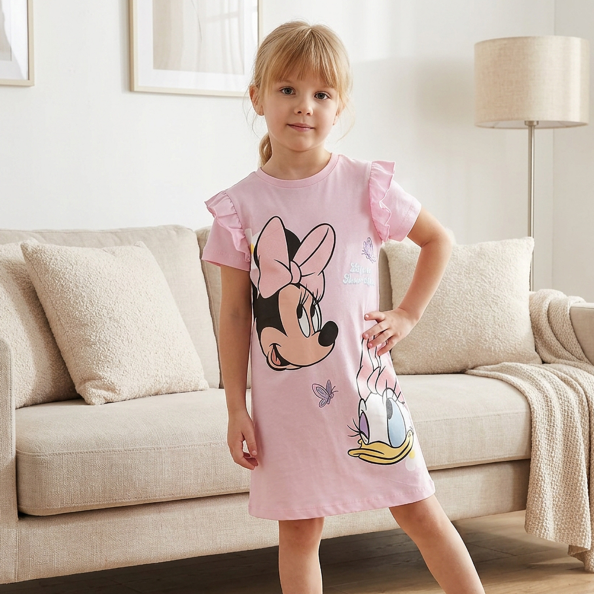 Pack of 2 Disney Cotton Round Neck Short Sleeves Sleepshirts with Minnie Mouse and Daisy Duck Print-girls-clothing-nightwear-image-3