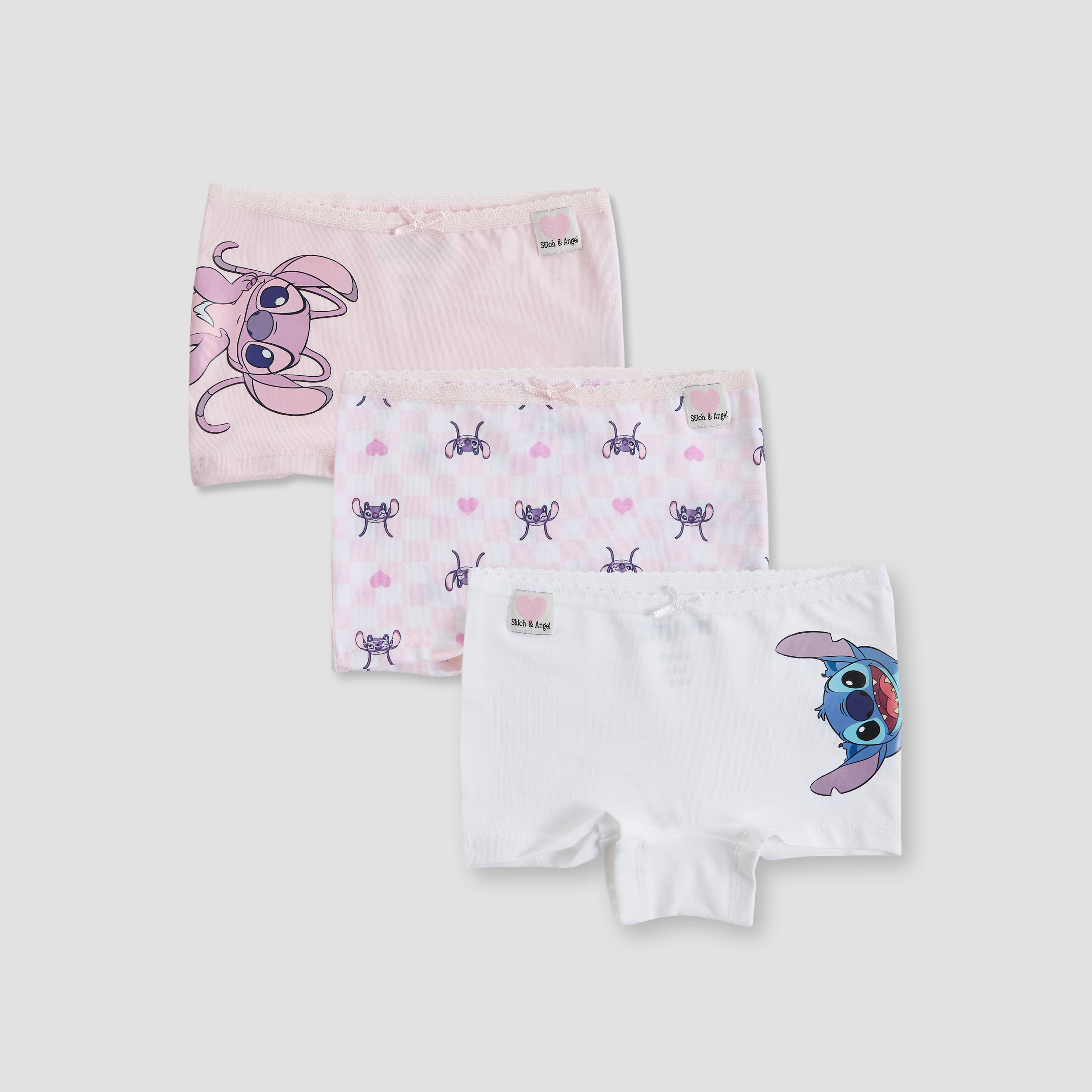 Pack of 3 Disney Boyshorts with Stitch and Angel Print-girls-clothing-innerwear-panties-image-1