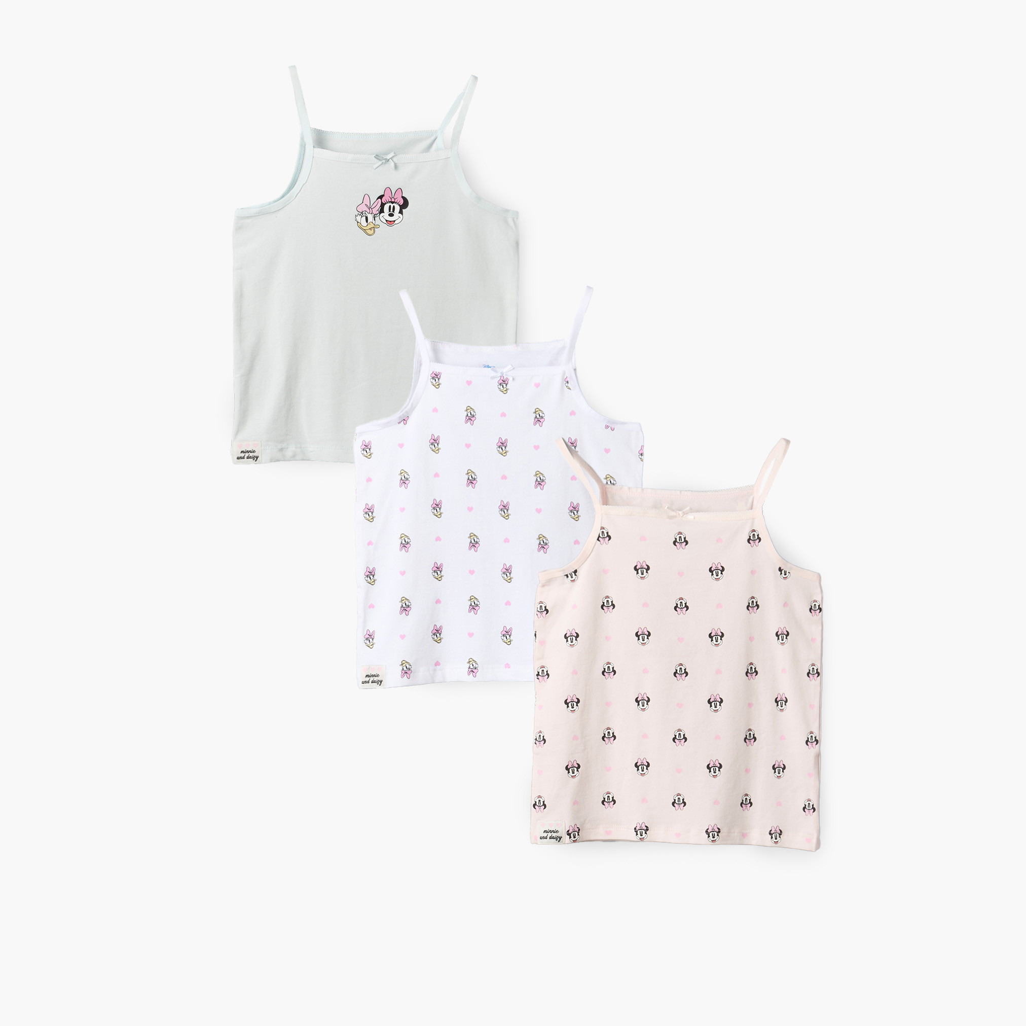 Pack of 3 Disney Cotton Round Neck Vests with Minnie Mouse Print-girls-clothing-innerwear-vests-image-1