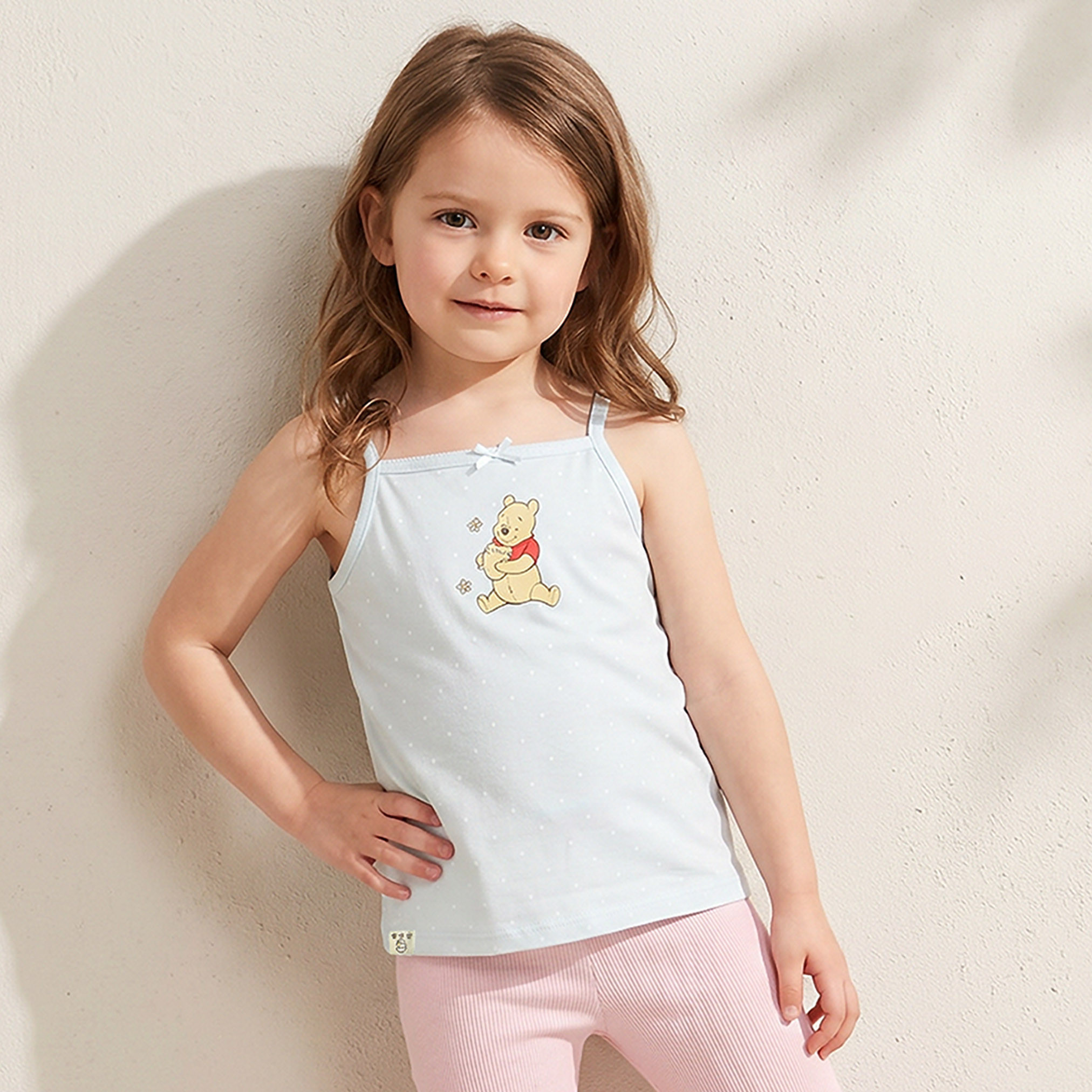 Pack of 2 Disney Cotton Strappy Vests with Winnie The Pooh Print-girls-clothing-innerwear-vests-image-3