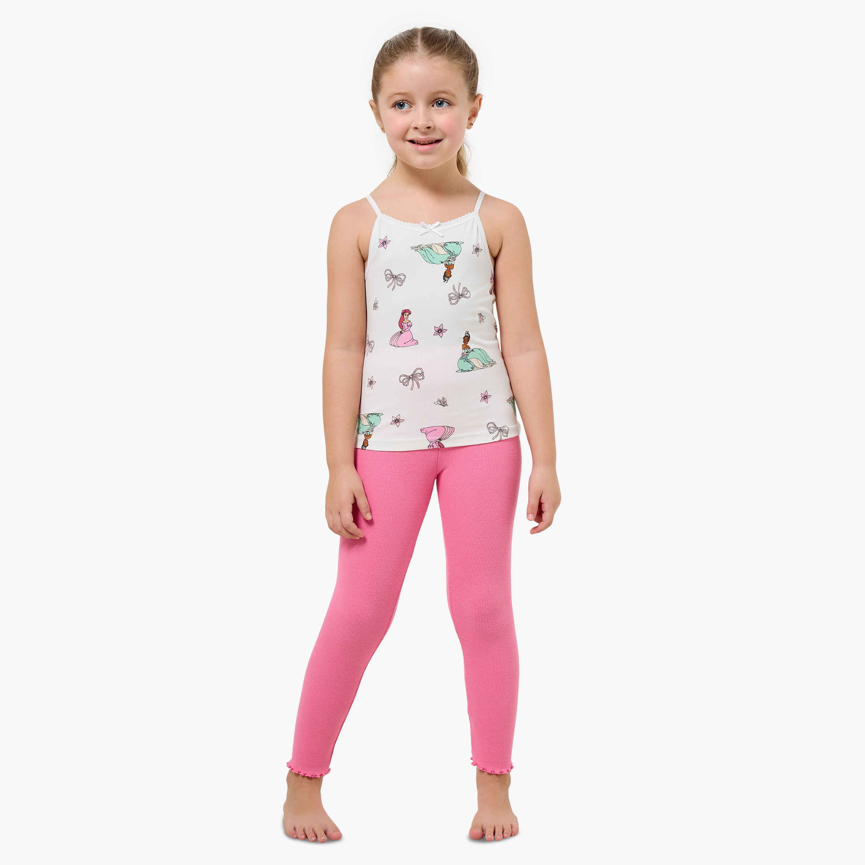 Pack of 3 Disney Cotton Square Neck Vest with Princess Print-girls-clothing-innerwear-vests-image-8