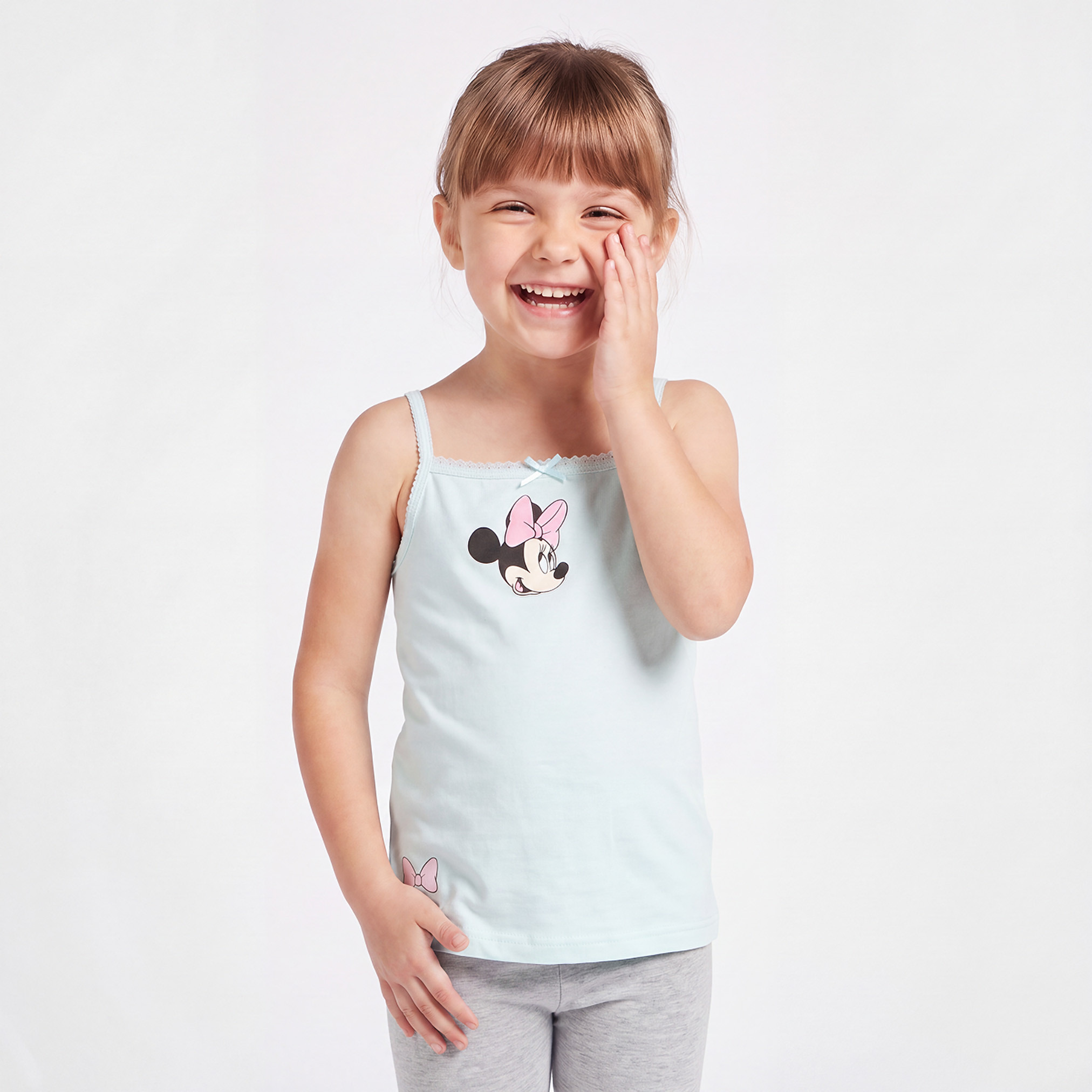 طقم فيست قطن بياقة مربعة بطبعات ميني ماوس وديزي داك من ديزني - عبوة من 3 قطع-girls-clothing-innerwear-vests-image-2