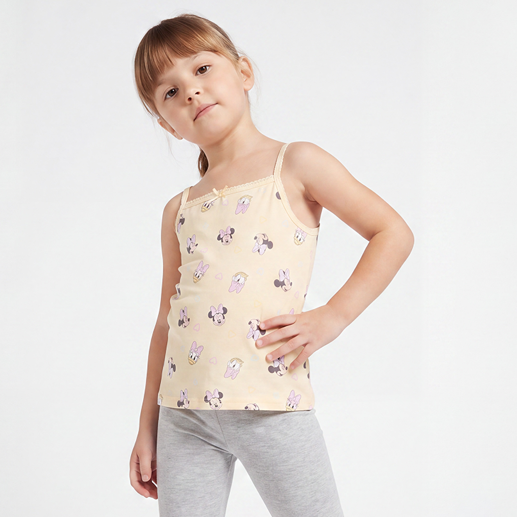 طقم فيست قطن بياقة مربعة بطبعات ميني ماوس وديزي داك من ديزني - عبوة من 3 قطع-girls-clothing-innerwear-vests-image-3