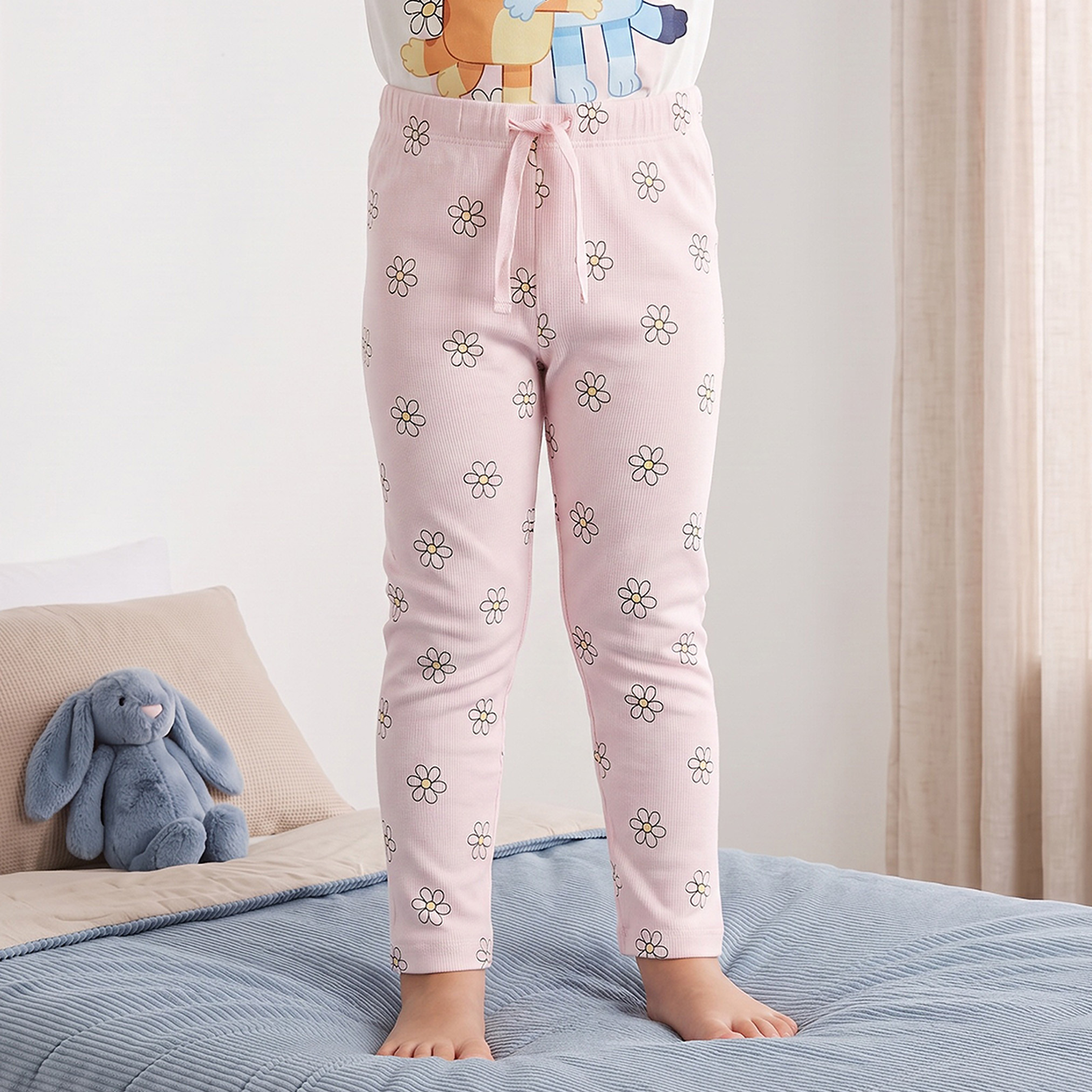 Bluey Cotton Crew Neck Long Sleeves Pyjama Set with Bluey and Bingo Print-girls-clothing-nightwear-image-3