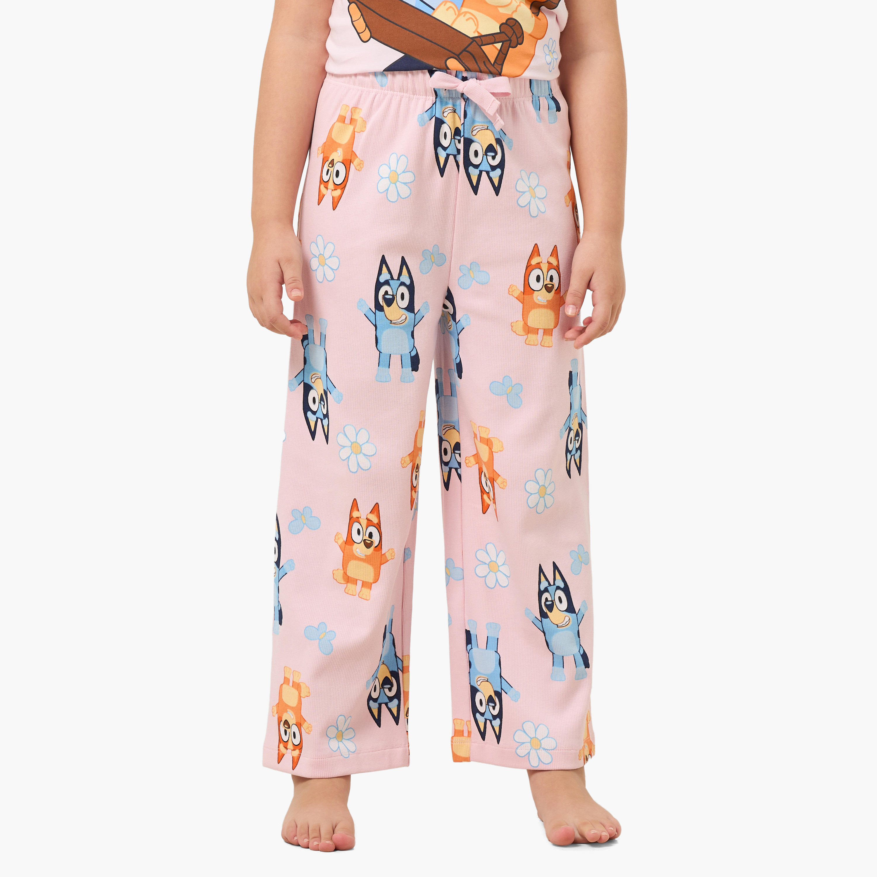 Bluey Cotton Crew Neck Short Sleeves Pyjama Set with Bluey Print-baby-girls-clothing-nightwear-pyjamasets-image-3
