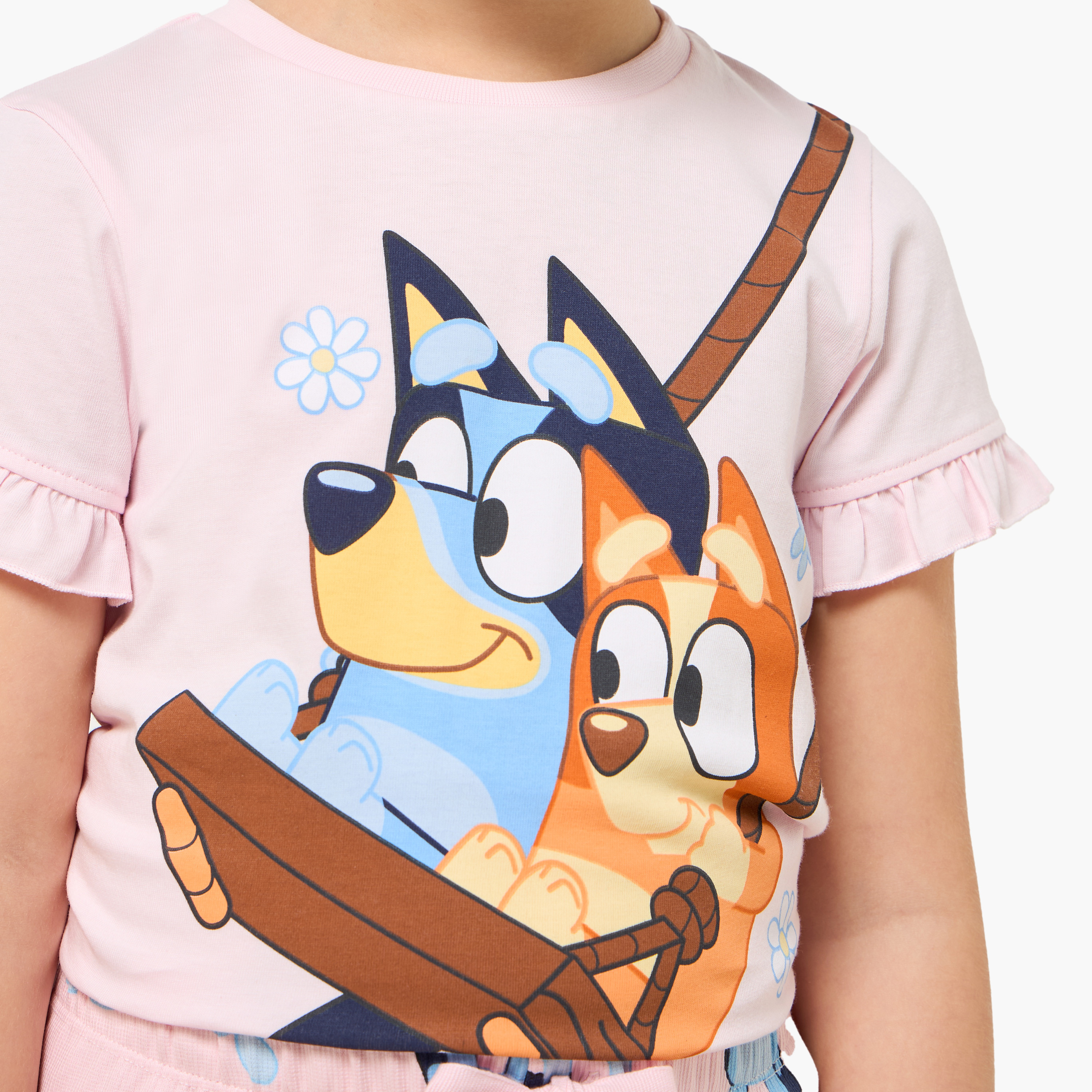 Bluey Cotton Crew Neck Short Sleeves Pyjama Set with Bluey Print-baby-girls-clothing-nightwear-pyjamasets-image-6