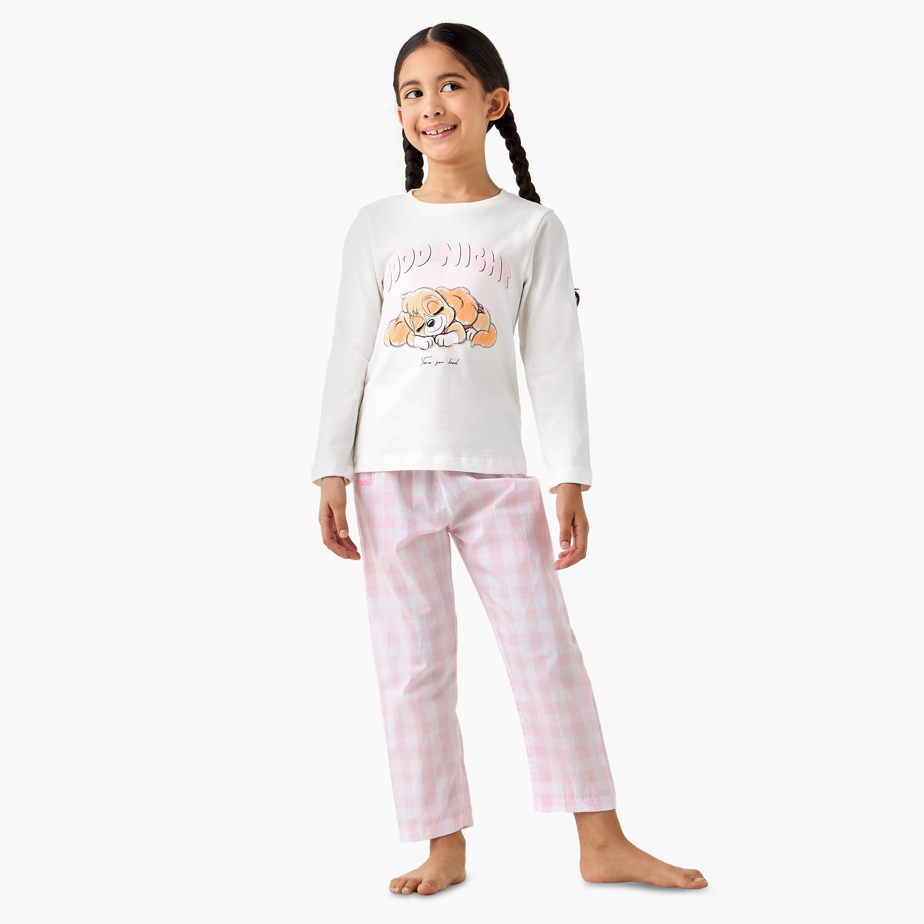 طقم بيجاما قطن بياقة مستديرة وأكمام طويلة وطبعات-baby-girls-clothing-nightwear-pyjamasets-image-6