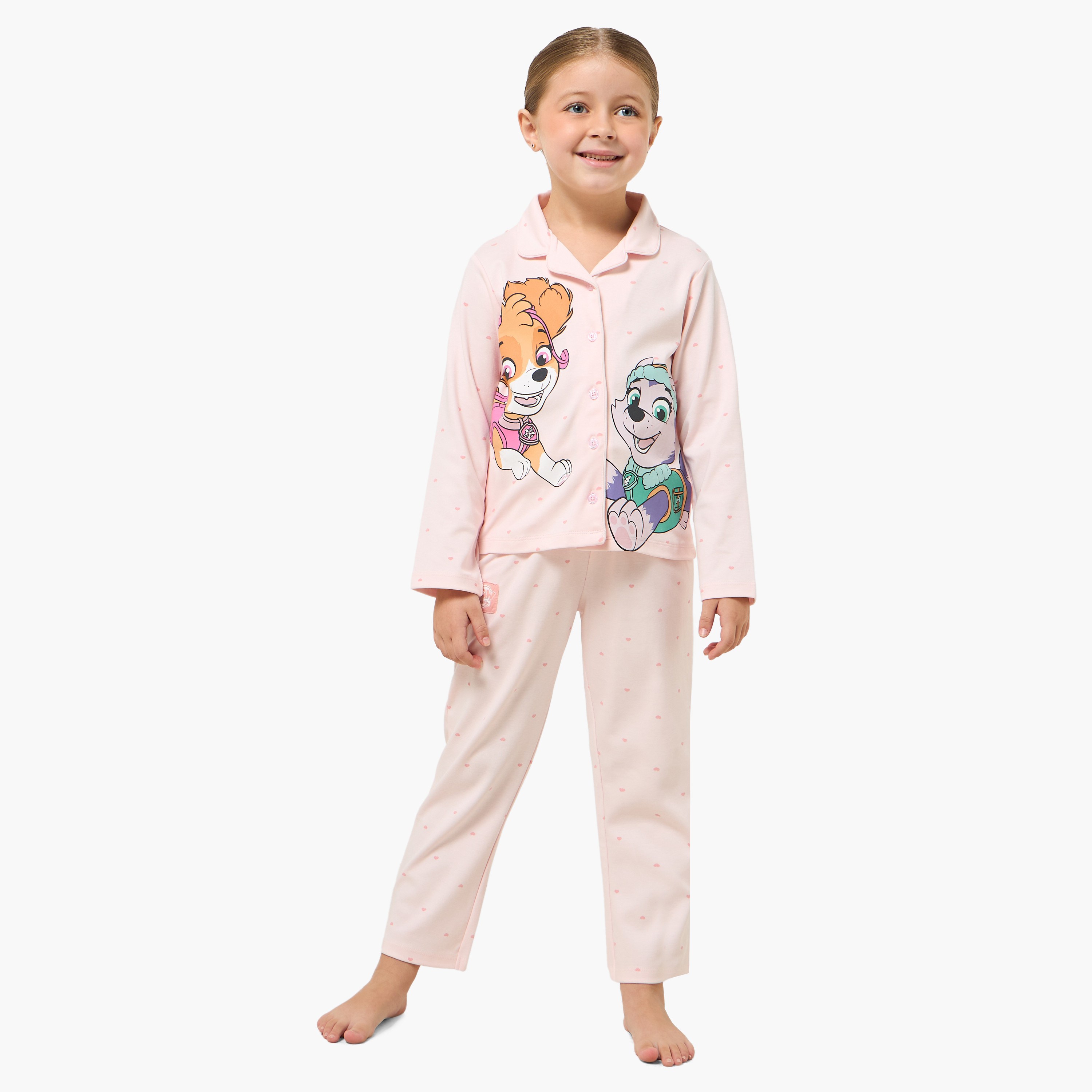 Cotton Collared Long Sleeves Pyjama Set with PAW Patrol Print-baby-girls-clothing-nightwear-pyjamasets-image-1