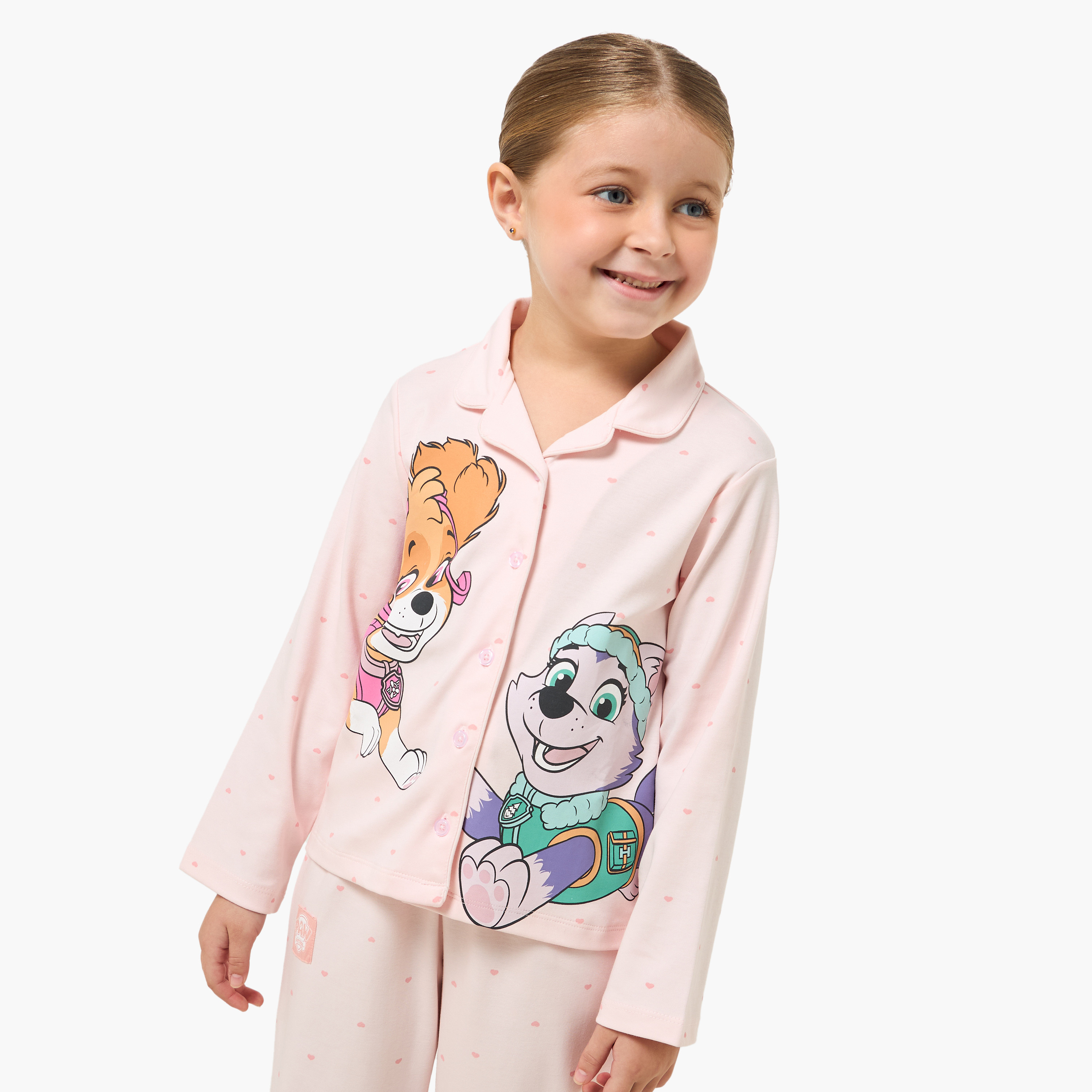 Cotton Collared Long Sleeves Pyjama Set with PAW Patrol Print-baby-girls-clothing-nightwear-pyjamasets-image-2