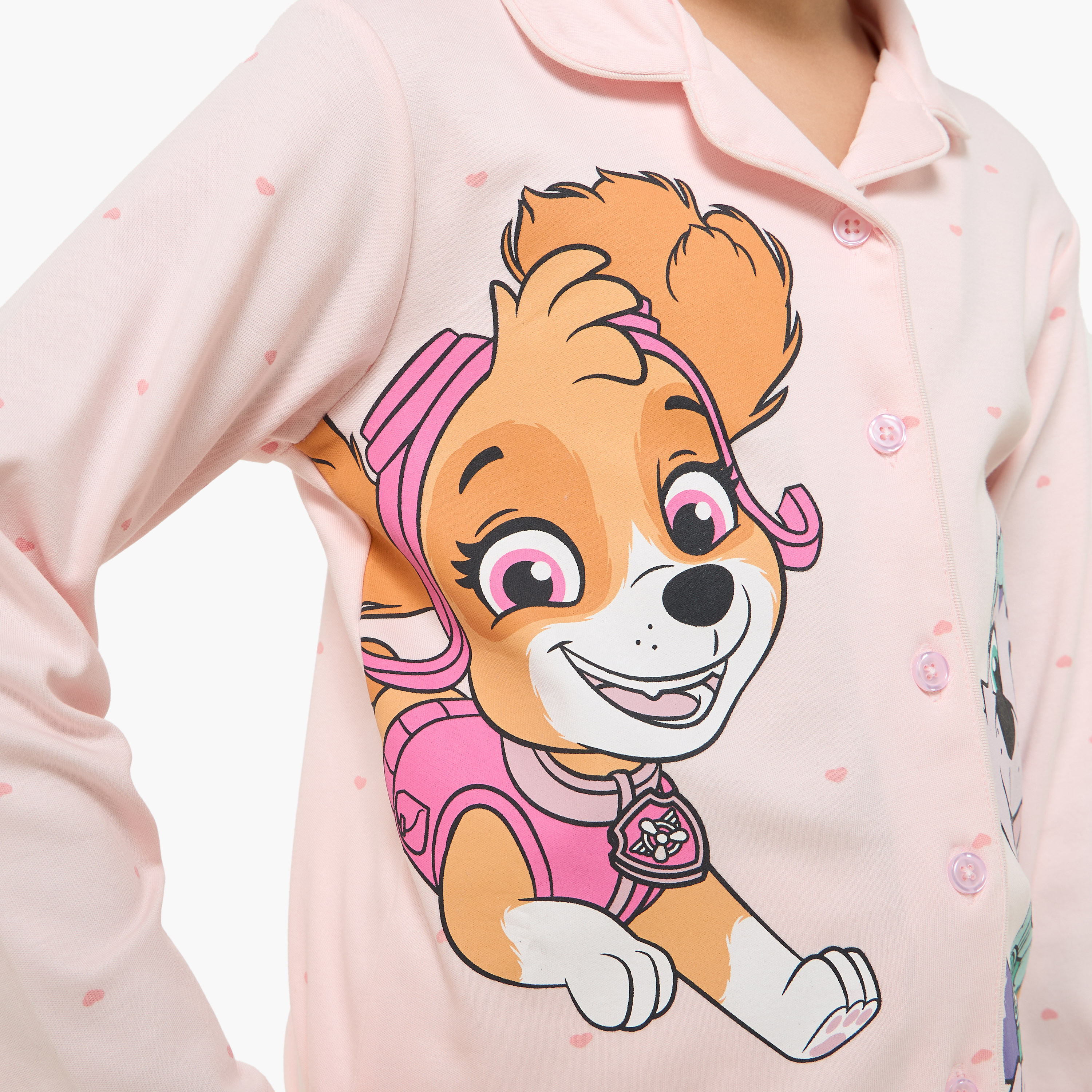 Cotton Collared Long Sleeves Pyjama Set with PAW Patrol Print-baby-girls-clothing-nightwear-pyjamasets-image-3
