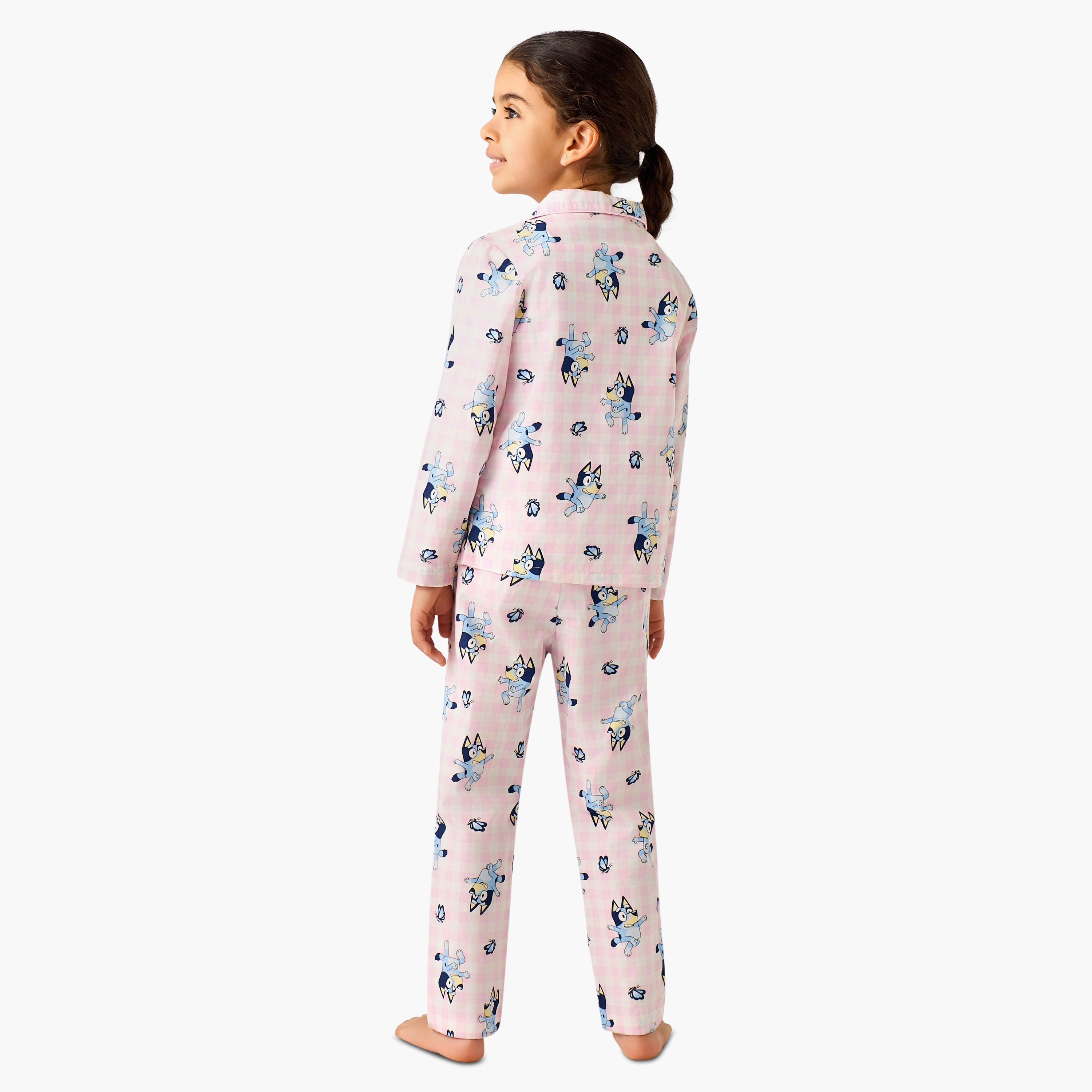 Bluey Cotton Collared Long Sleeves Pyjama Set with Bluey Print-baby-girls-clothing-nightwear-pyjamasets-image-3