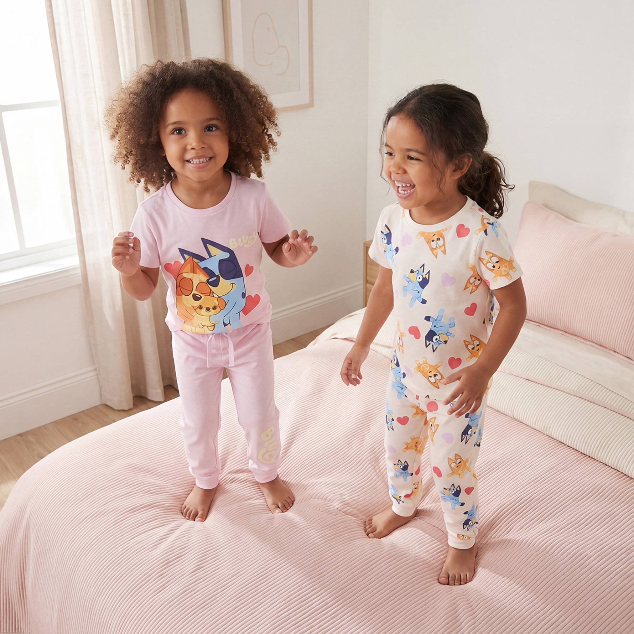Pack of 2 Bluey Cotton Crew Neck Short Sleeves Pyjama Set with Print-baby-girls-clothing-nightwear-pyjamasets-image-1