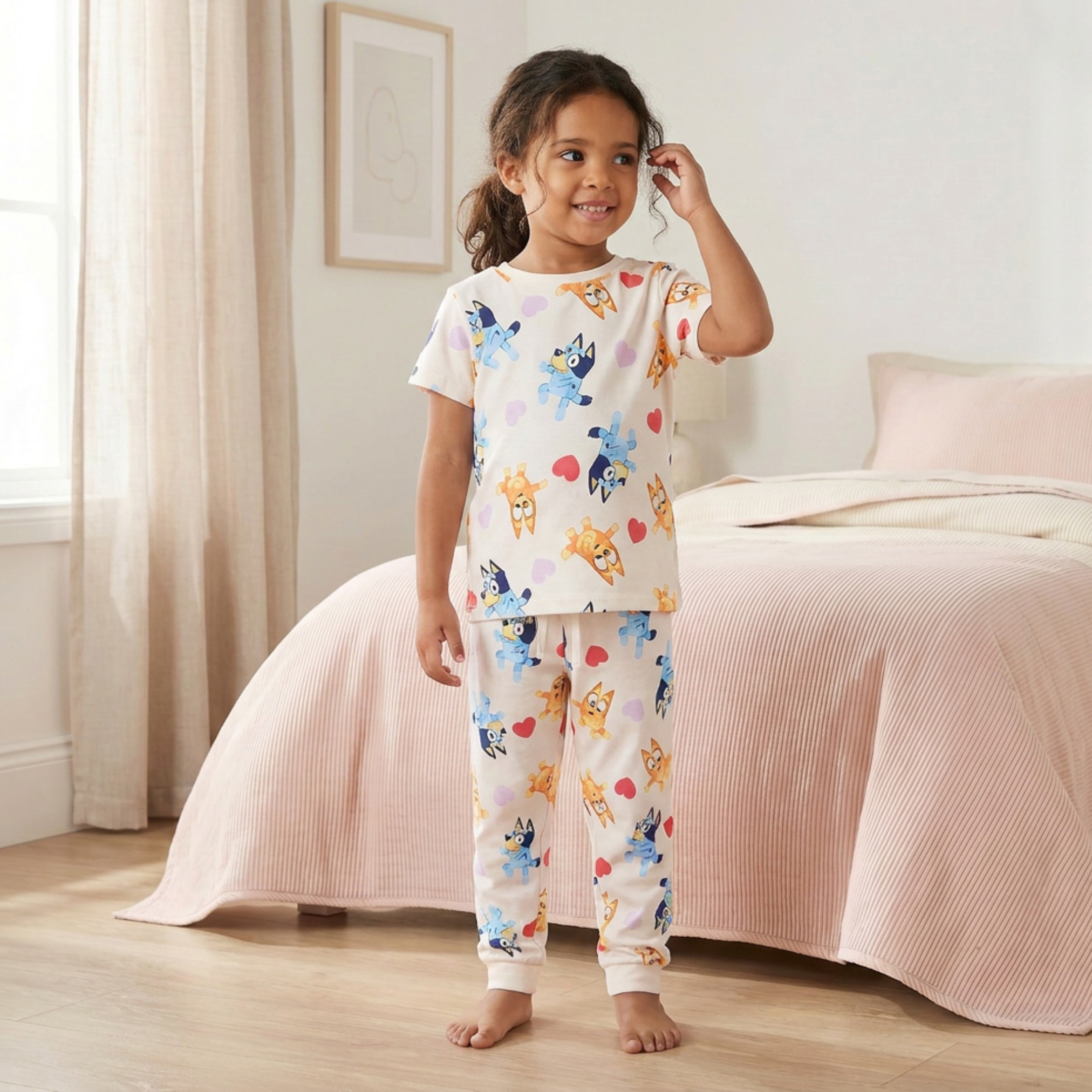 Pack of 2 Bluey Cotton Crew Neck Short Sleeves Pyjama Set with Print-baby-girls-clothing-nightwear-pyjamasets-image-2